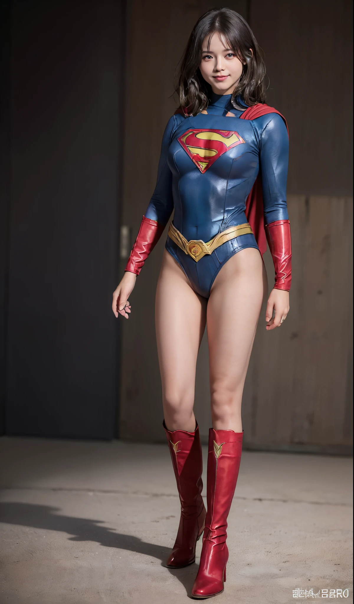 No background、(((Beautiful legs in black tights.)))、(((Legally express the beauty of your smile)))、((((Make the most of your original images)))、(((Supergirl Costume)))、(((ボディにフィットしたSupergirl Costume)))、(((Short beautiful hair)))、(((Smiles and winks)))、(((Please wear black tights....、Wear red boots)))、((Best image quality、8k))、((highest quality、8k、masterpiece:1.3))、(((Preserve background )))、Sharp focus:1.2、Beautiful woman with perfect figure:1.4、Slim Abs:1.2、Wet body:1.5、Highly detailed face and skin texture、8k