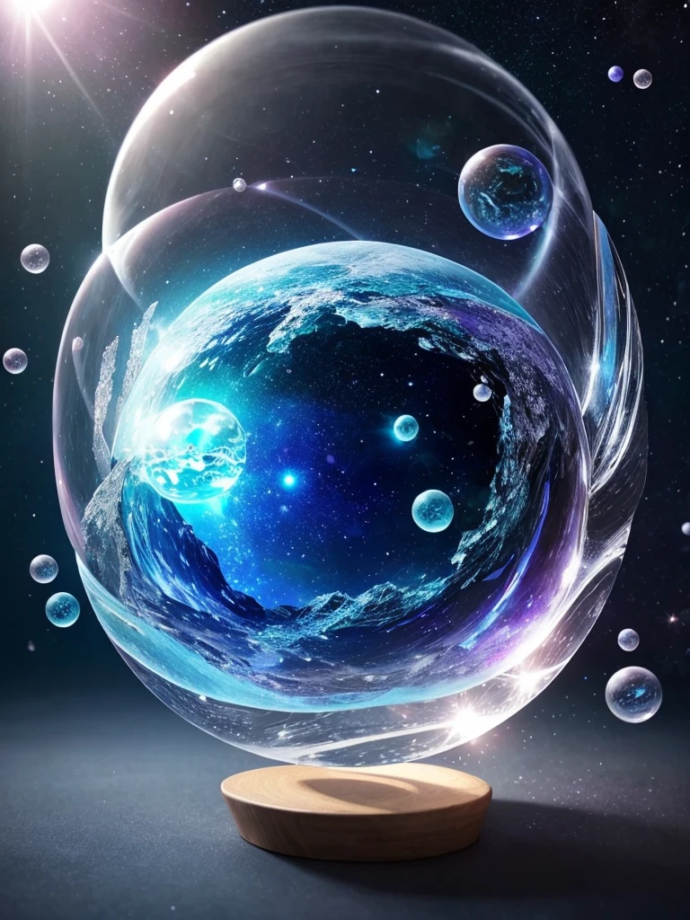 Surrealism、planet、crystal、Abstract art、empty、Earth、bubble、hologram、minimum、vintage、Soft Lighting、Precision Dreams、Fantasy World