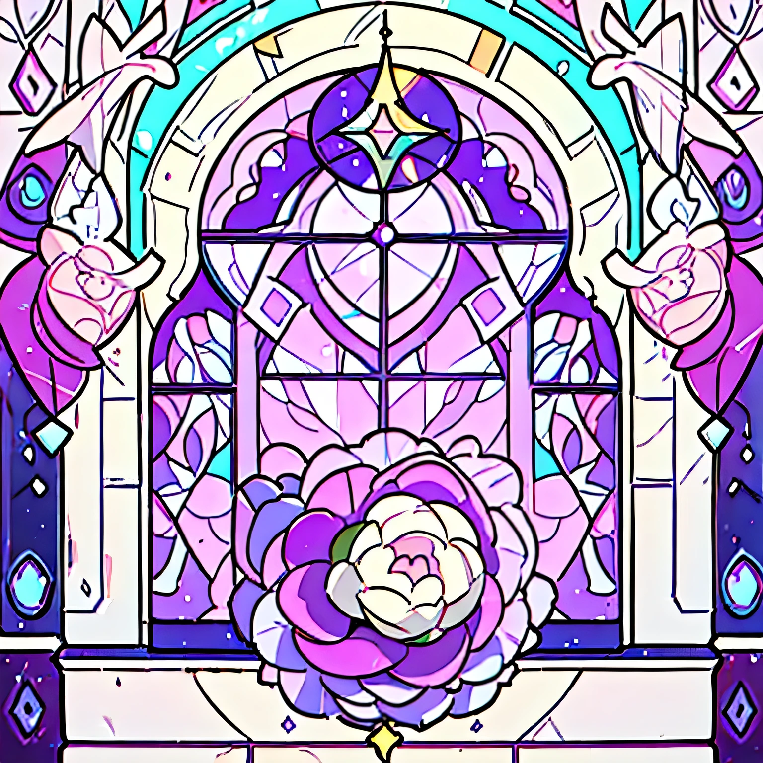 (best quality,4k,8k,highres,masterpiece:1.2),ultra-detailed,(realistic,photorealistic,photo-realistic:1.37),purple tones,empty,detailed illustration background,stained-glass windows,cauliflower fractal effect,church,nobody