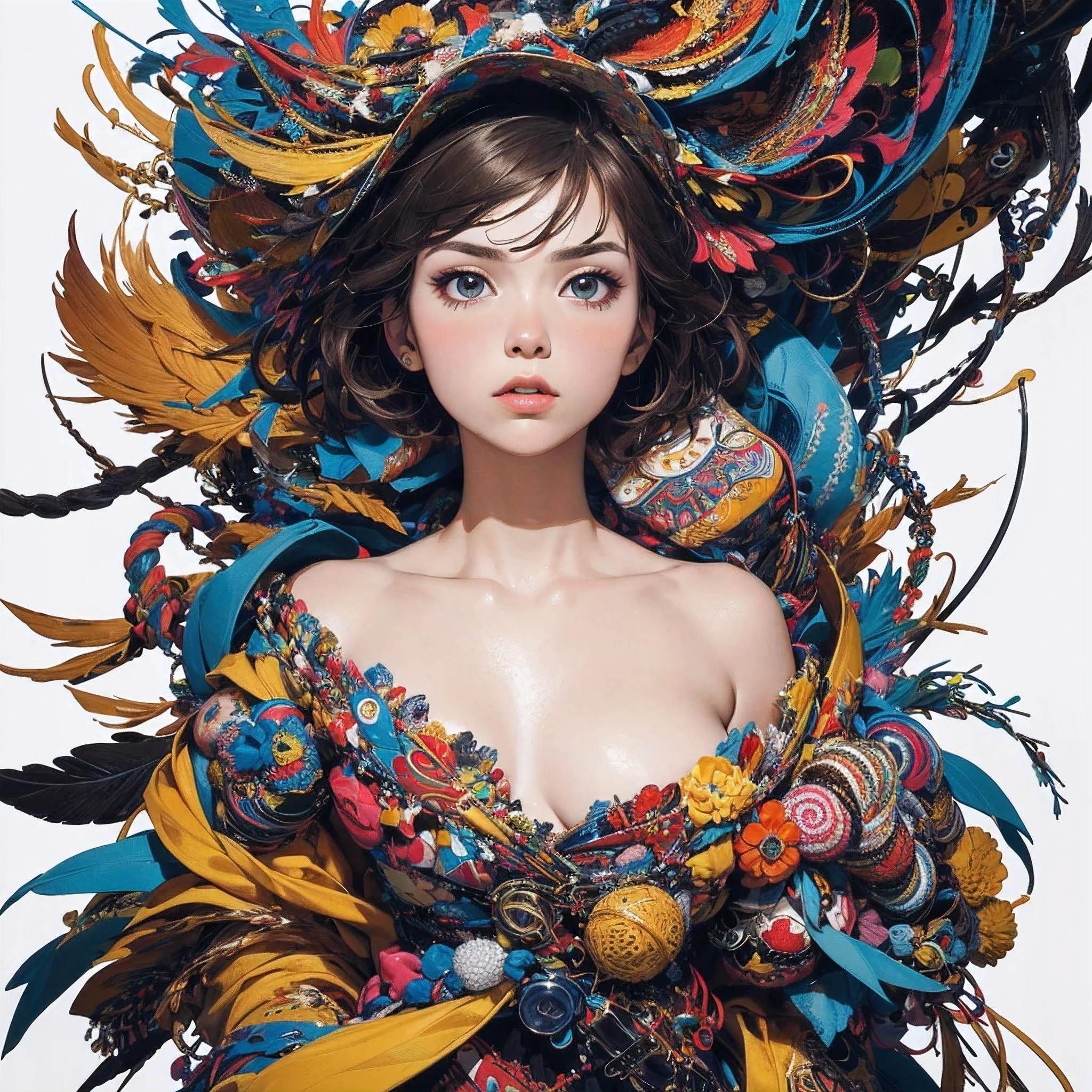 (((Official Art, unity 8k wallpaper, Very detailed, beautifully、aesthetic, masterpiece, highest quality))), (zenTangle, Mandala, Tangle, enTangle), (Fractal Art:1.3) , (((One perfect girl))), (Very detailedな裸), Dynamic Angle, Cowboy Shot, The most beautiful form of chaos, elegant, Brutal Designer, Bright colors, Romanticism, James Jean, Robbie Dowie Anton, Ross Tran, Francis Bacon, Michael Mraz, Petra Cortright, Gerhard Richter,Ashley Wood, Ecstasy,Half naked,mysterious,glossy,wonderful,Fractal Art,(((Very detailed and perfect fingers)))