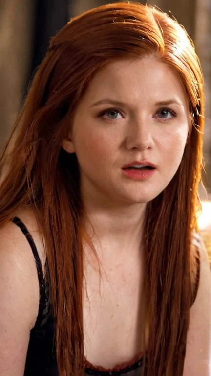 8k quality, wet, nude, shy, sexy, clean skin, flat torso, Ginny Weasley - SeaArt AI