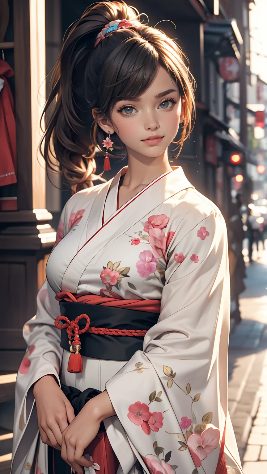 No sleeve, ponytail, Japanese Girls, 8k, Legal Photography, highest quality, masterpiece, Realistic, Photorealistic ultra-detailed, One Girl, cute, The best smile, Beautiful Eyes, Long Hair, Perfect Face,