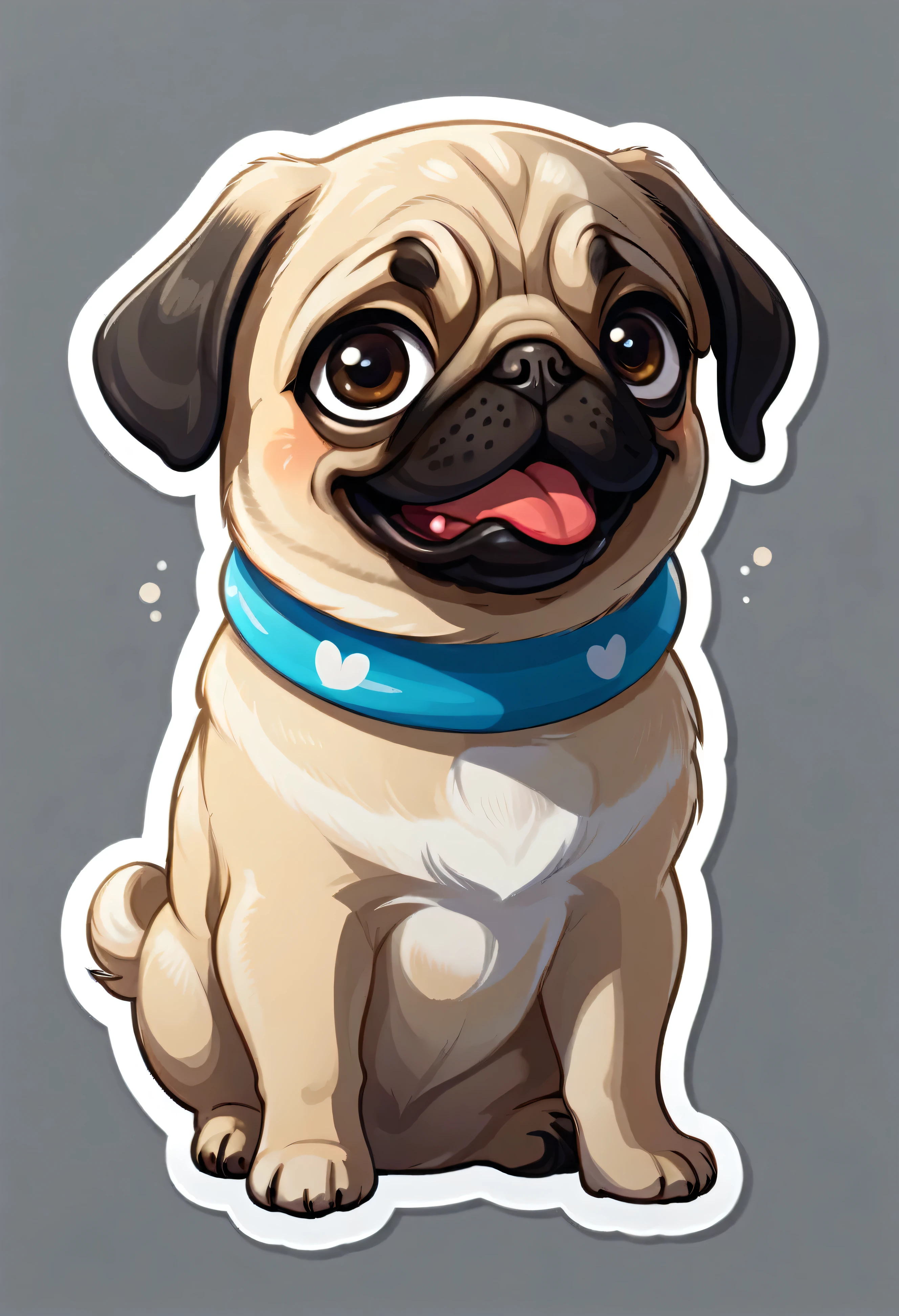 1 sticker, puppy, Pug, Round eyes, Cute eyes, Cute gestures, Cute expression, Simple Background