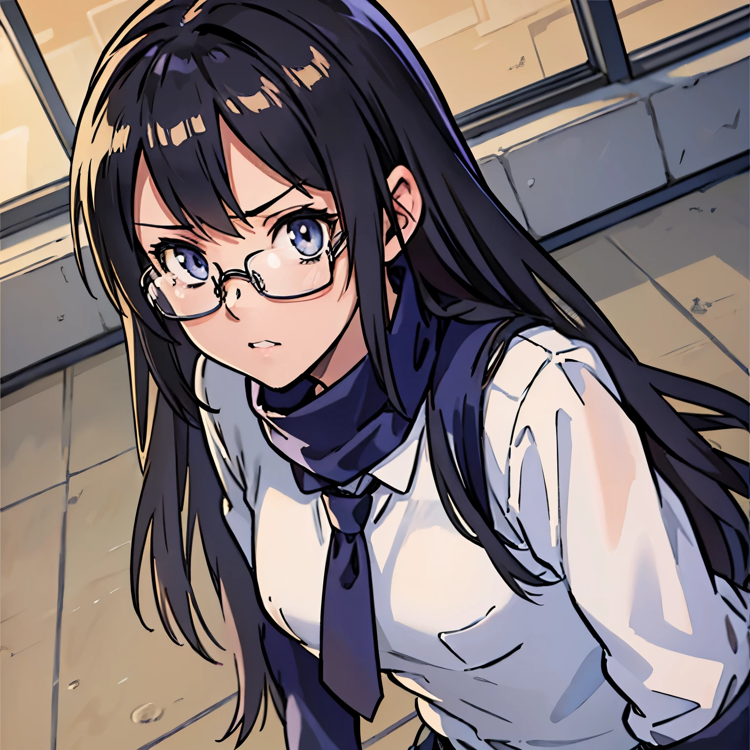 (highest quality,4K,8K,High resolution,table top:1.2), super detailed, (realistic,photorealistic,photo-realistic:1.37), ((portrait)),((Glasses Girl)),((rage)),(closed mouse)),((cry,tearful,tear drop)),((black hair)),((long hair)),((school-uniform)),Scarf,high socks, pumps,have a school shoulder bag,beautiful and fine eyes, beautiful detailed lips, highly detailed eyes and face, long eyelashes, realistic anime 3D style, Smooth anime CG art, Digital rendering by Makoto Shinkai, Moe anime art style, photorealistic rendering of an anime girl, Shinkai Makoto style, Cute anime girl visuals, realistic young anime girl, girl fan art, Created by Anime Artist'studio of.