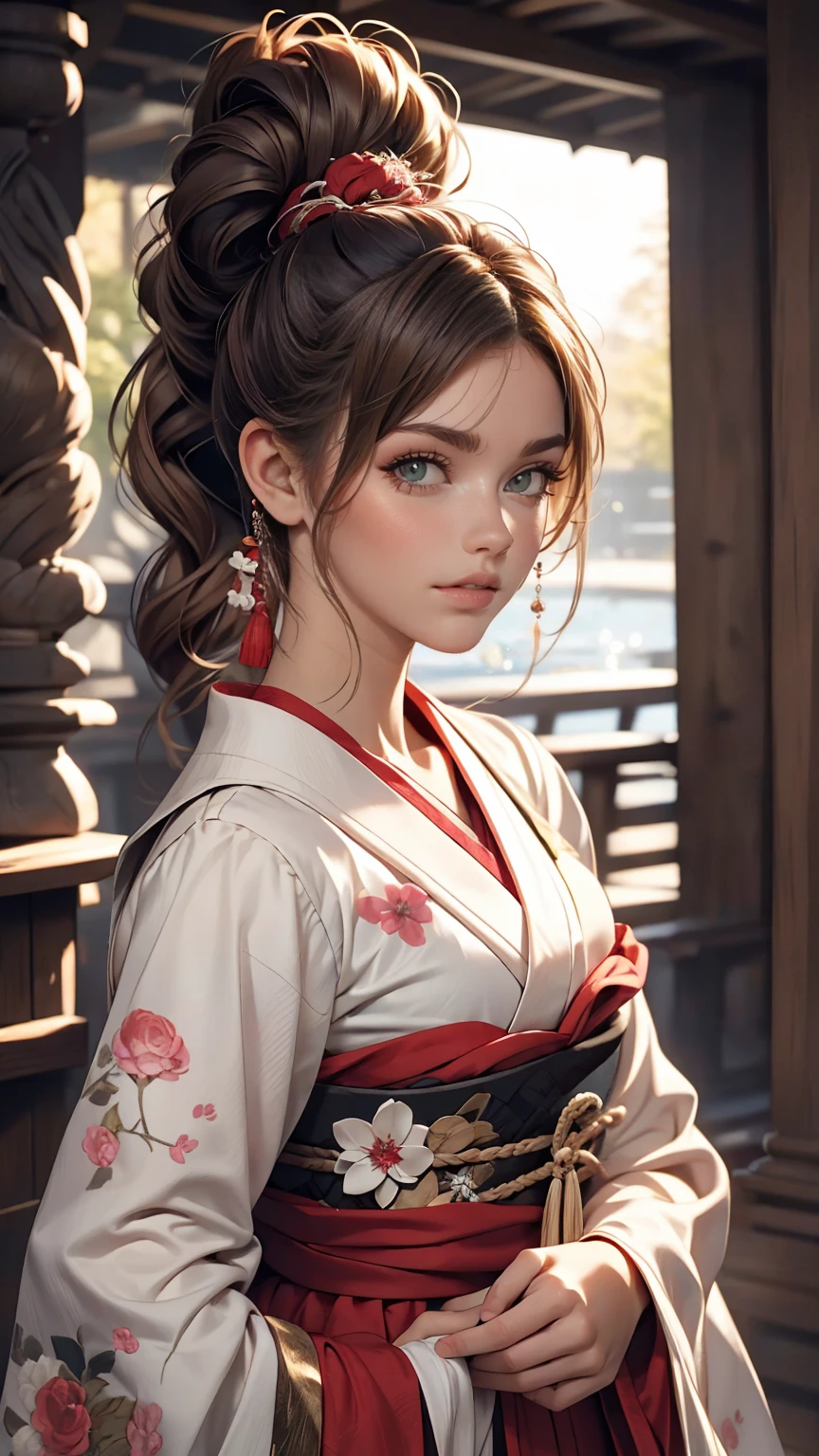 No sleeve, ponytail, Japanese Girls, 8k, Legal Photography, highest quality, masterpiece, Realistic, Photorealistic ultra-detailed, One Girl, cute, The best smile, Beautiful Eyes, Long Hair, Perfect Face,