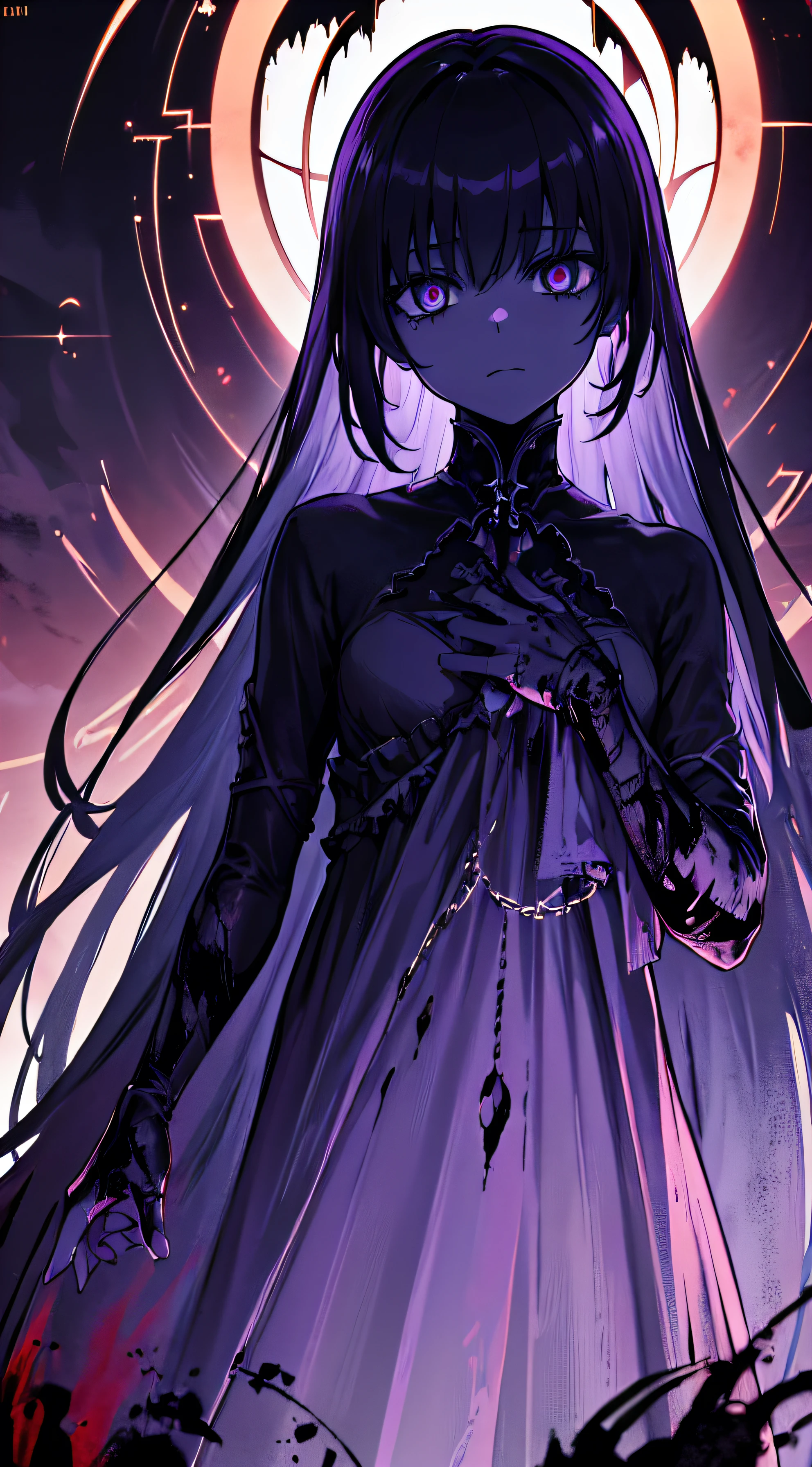 Atmospheric Radiance 1 Mysterious Figure, Magnum Opus, Best Quality, Authorized Visual Art, Highly Detailed CG Unity 8k Wallpaper, Hypnotic Eyes, Enchanted Doll, Decayed Asylum, Malevolent Obscurity, Blood-Imprinted Color Palette, Ripped Garments, ((Horror Vibes))