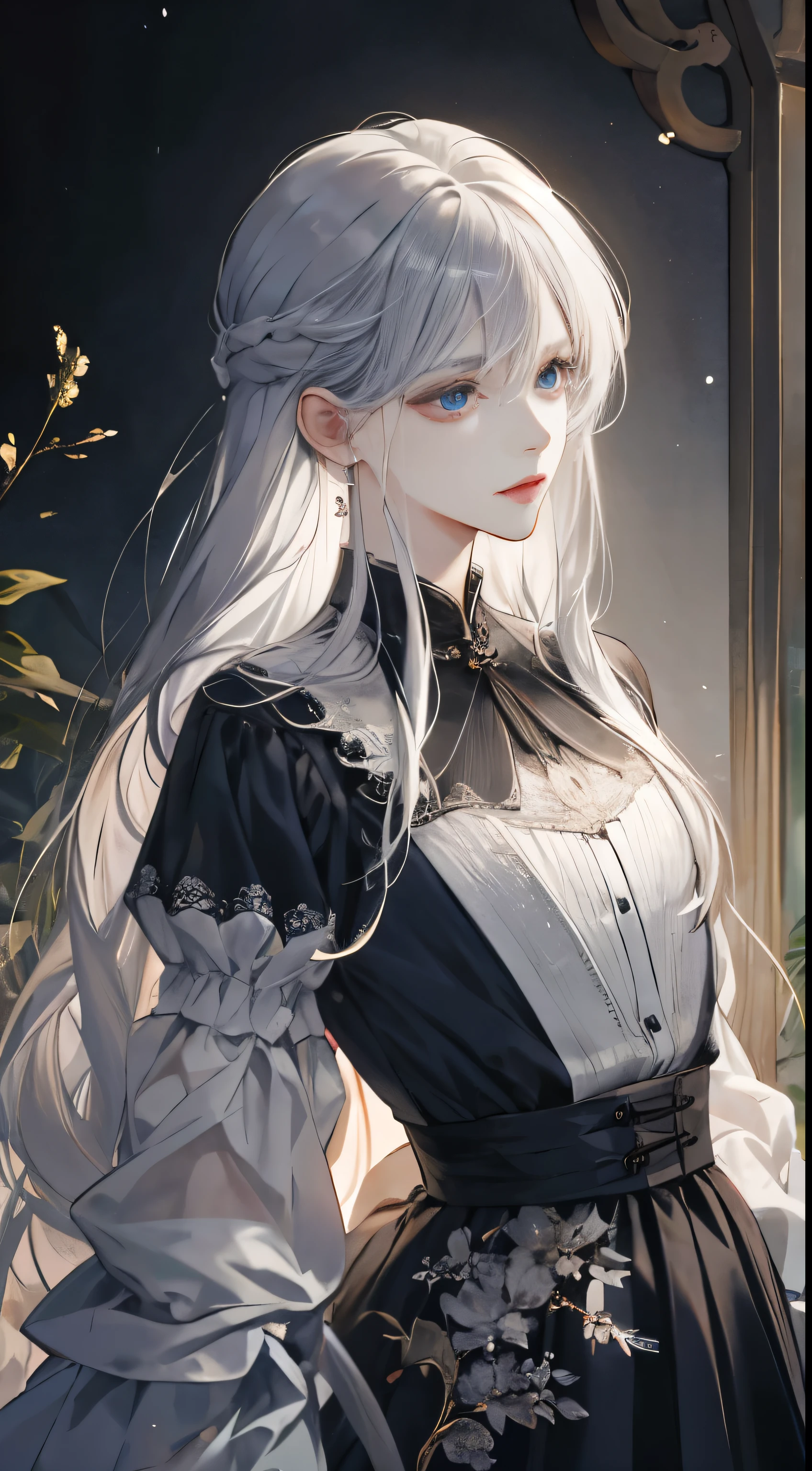 (Very delicate and beautiful:1.2), 8k, (masterpiece, Highest:1.0), 1 male, 1 female, Upper Body, Silver Hair, Embrace each other、Long Hair、