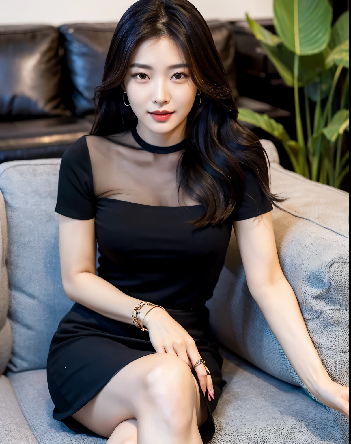 araffe asian woman in black shirt sitting on a couch, gorgeous young korean woman, beautiful young korean woman, beautiful south korean woman, korean girl, korean woman, heonhwa choe, young adorable korean face, lee ji-eun, lee ji - eun, portrait of female korean idol, sexy look at the camera, female actress from korea