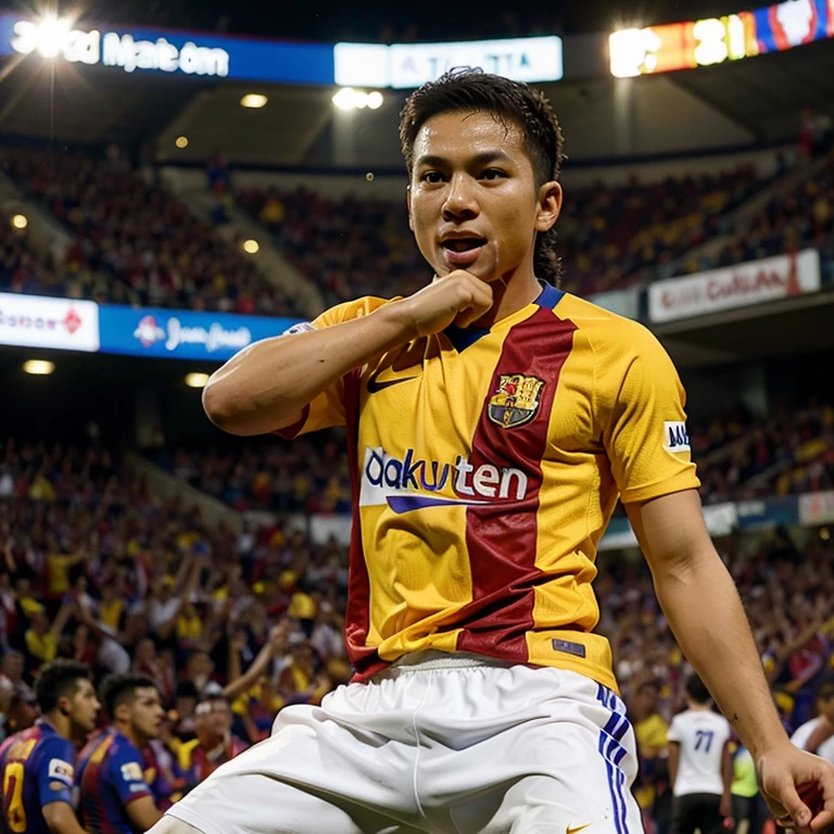 Filipino player celebrating a goal in barcelona team