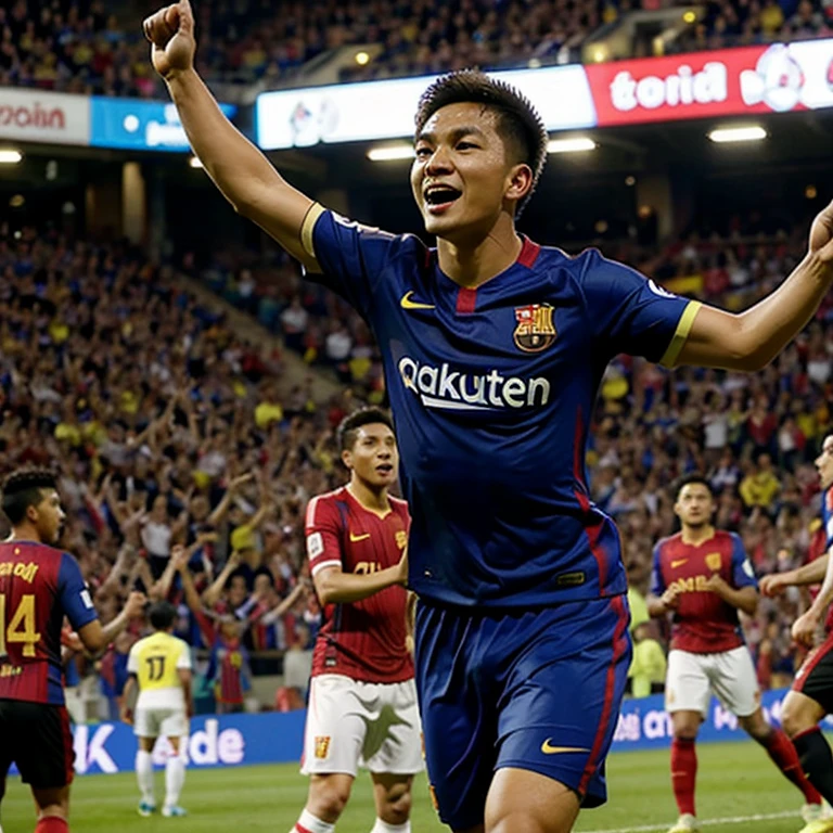 Filipino player celebrating a goal in barcelona team