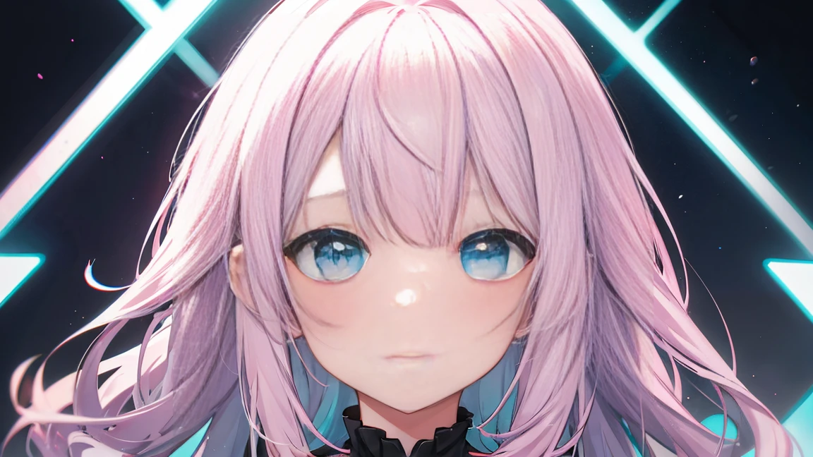 gray-pink bangs,Turquoise Eyes,She's a pretty girl