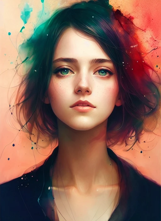 a woman by agnes cecile, luminous design, pastel colours, ink drips, autumn lights