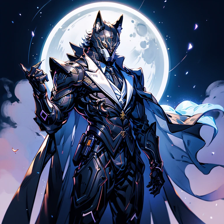 moon face、Moonlit Night、Tuxedo、gentleman、Wolf、Kamen Rider、1 person