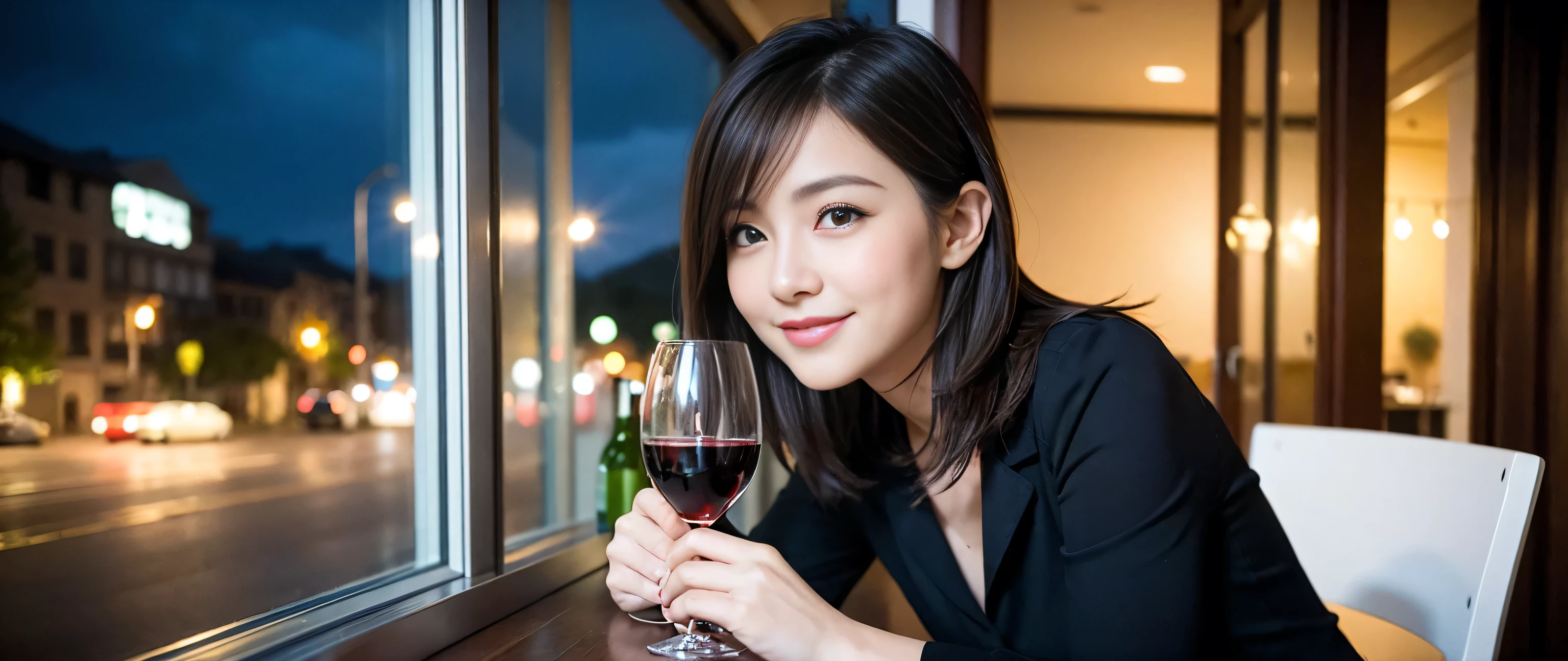 ((highest quality、8k、masterpiece:1.3))、Two beautiful women、Slim body、((Bob Hale、Straight hair:1.2))、(to be born, highest quality, masterpiece:1.5), (Realistic, Intricate details:1.2), Ultra-high resolution, Wine glass on the table、Lighting the face、Amazing view of the sunset sky and clouds、Amazing mountain views、A bright smile、A lovely woman with a smile、Bright image、The beauty of wine, Beautiful Face, blue eyes, The light shines on your face, Blushing, short hair,Bright Face、 (Age 37), 39 years old, Lady、red wine 、Appetizers、Italian food、Wine bottle、Champagne、sparkling wine、Two beauties、Brown Hair、Shortcuts、Long sleeve shirt、dress、Pretty Woman 1, (Slim face), (The body is slim), (Brown Hair), (Shortcuts), cheeks turn a little red,Attractive beauty、, Out of the window, A beautiful and detailed night view unfolds.........., restaurant, In a prominent place (From the waist up) Nova Frog Style, actress, model, Upper Body, White wine, slim, wine glass, A wine glass placed in the middle, smile, (smile: 1.15), Beautiful fine grain, Depth f/2,saturation, High Contrast, Strong light and shadow,Moist Body:1.5、3D texture、Delicate eyes、Brown Hair、The hair is very shiny、