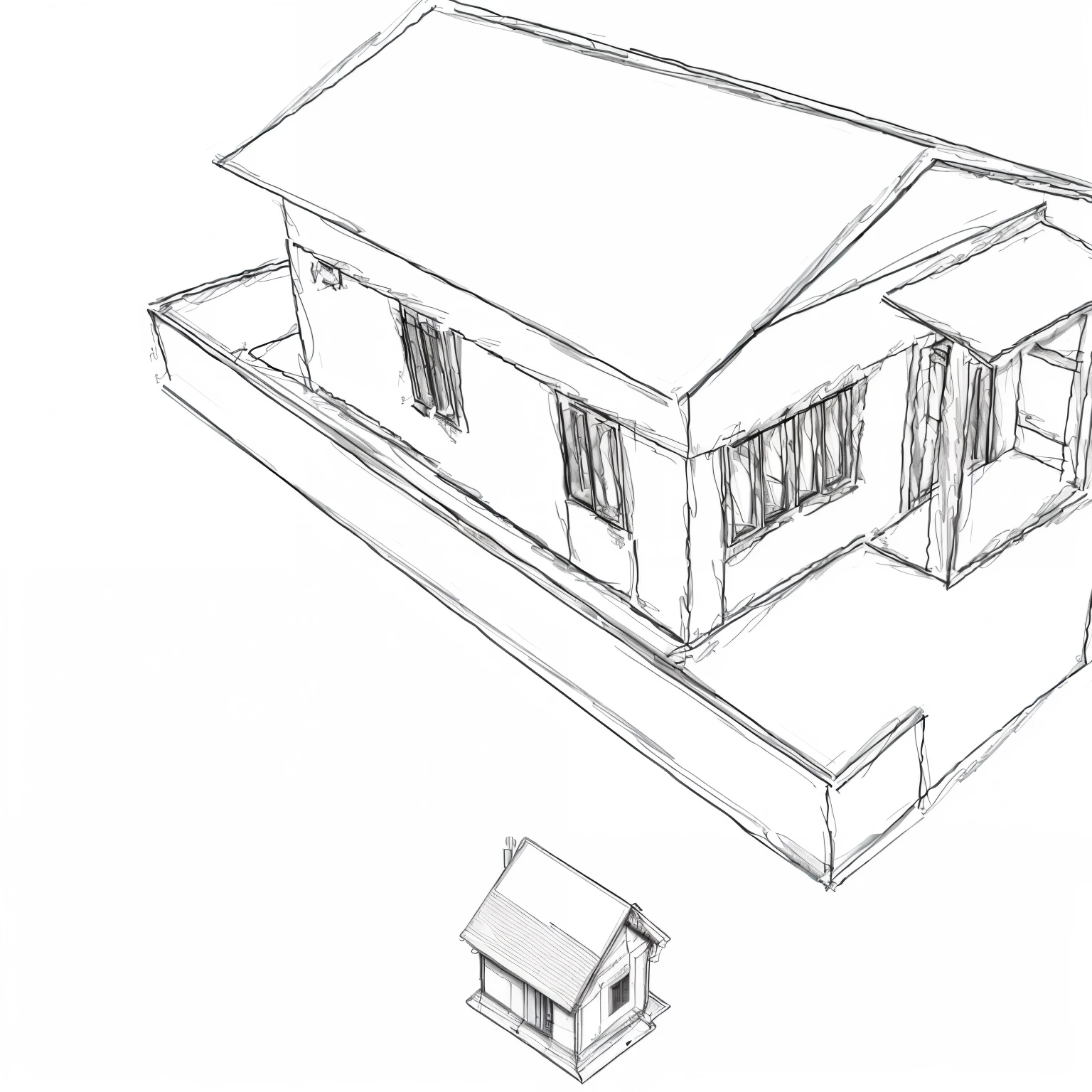 a drawing of a house with a roof and a window, isometric perspective view, isometric view!!!!, line sketch, traditional drawing style, sketch illustration, sketch style, isometric view from behind, sketch - up, sketch black and white colors, single point perspective, architectural concept, architectural sketch, perspective view, a pencil sketch, isometric view, rough sketch