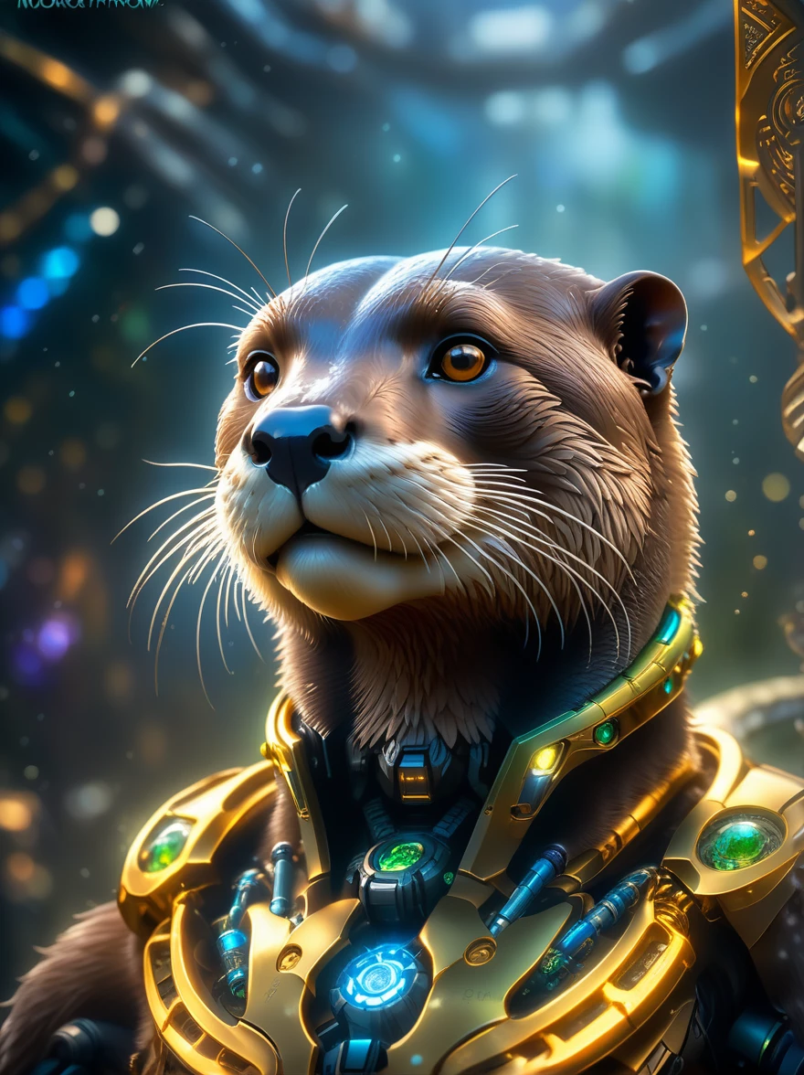 HDR photo of Otter Halo, Complex Cyberpunk, Very detailed, Soft bokeh, Artwork by mooncryptowow and popular science  