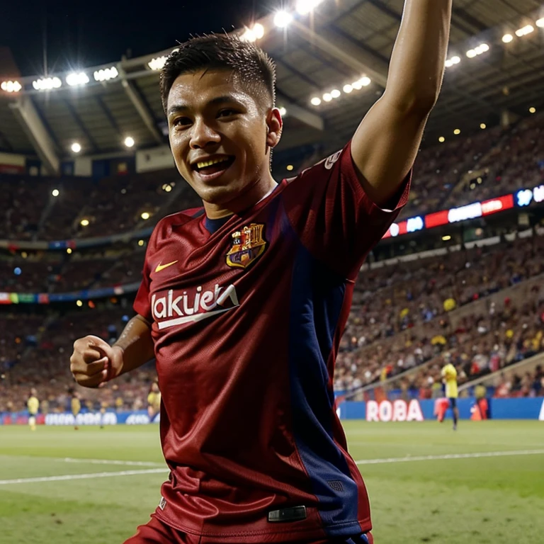Filipino player celebrating in a Barcelona team