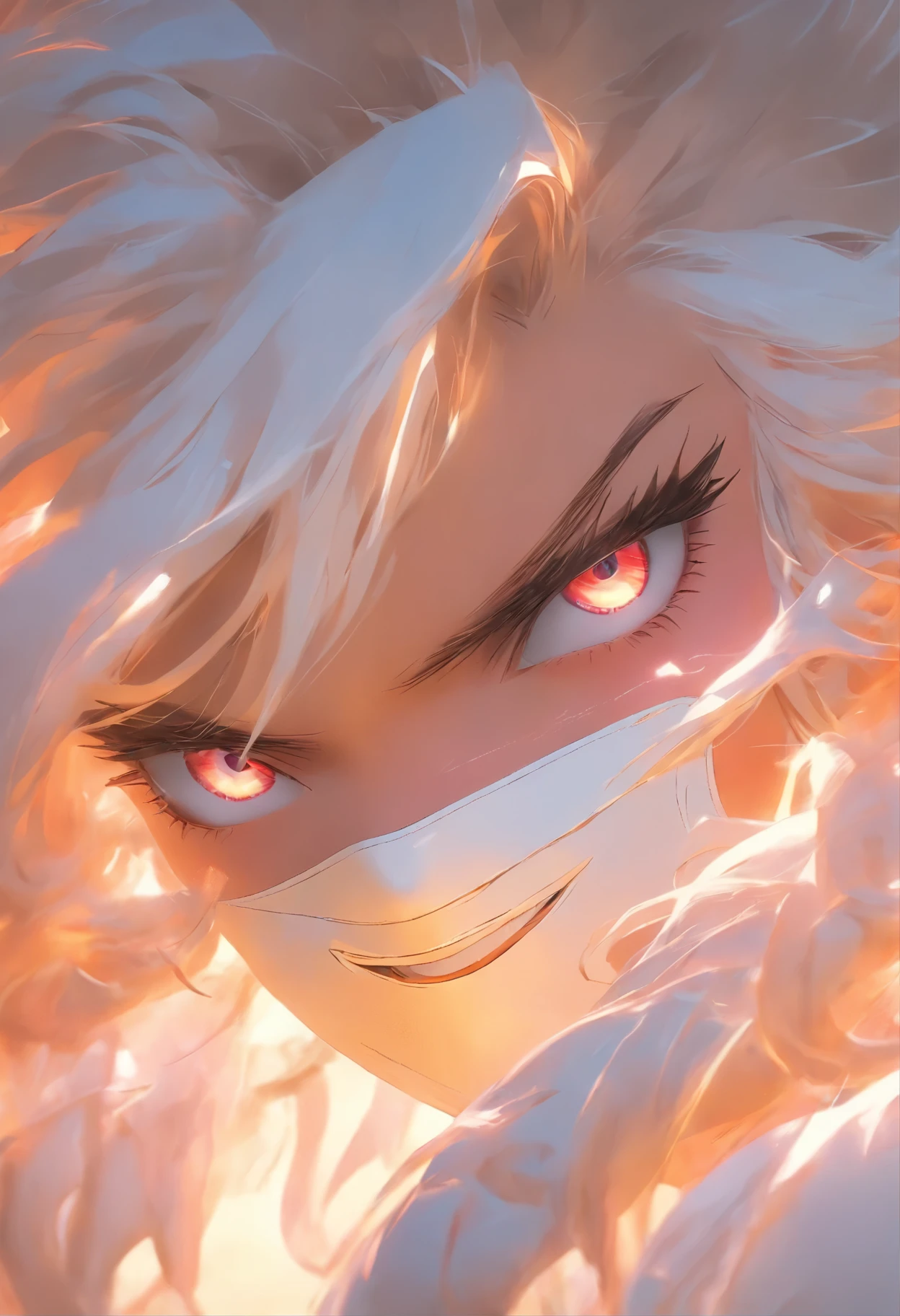 Close-up of a white-haired woman wearing a white mask, Beautiful character painting, guweiz, Artwork in the style of Guweiz, White-haired deity, author：Yang Jie, Epic and beautiful character art, Stunning character art, author：Fan Qi, by Wuzhun Shifan, guweiz on pixiv artstation
