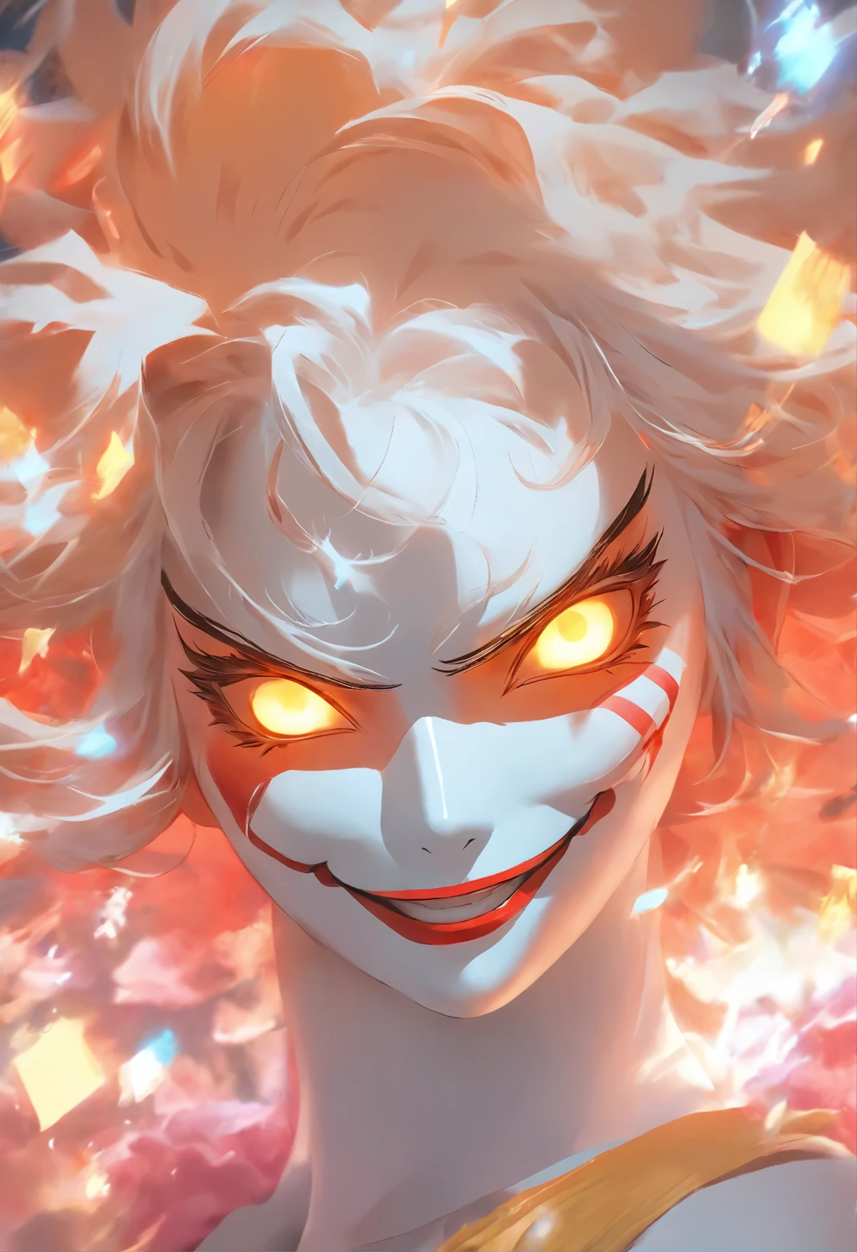 Close-up of a white-haired woman wearing a white mask, Beautiful character painting, guweiz, Artwork in the style of Guweiz, White-haired deity, author：Yang Jie, Epic and beautiful character art, Stunning character art, author：Fan Qi, by Wuzhun Shifan, guweiz on pixiv artstation