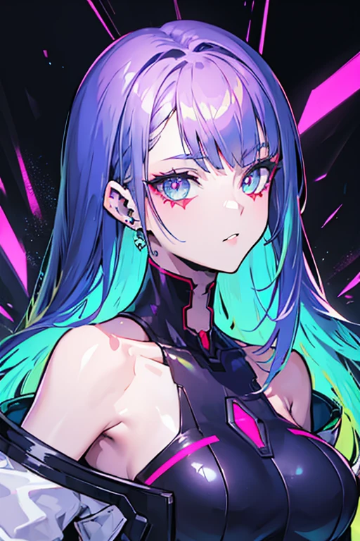 araffe com cabelo azul e piercings e um colar, estilo ciberpunk , hiperrealista, arte cyberpunk ultrarrealista 8k, hyper-realistic estilo ciberpunk, estilo ciberpunk color, cyberpunk 2 0 anos. oh garota modelo, linda modelo de mulher cyberpunk, o retrato da garota cyberpunk, lindo rosto de garota cyberpunk, glamour da cor do retrato, in estilo ciberpunk, deusa linda cyberpunk com raiva
