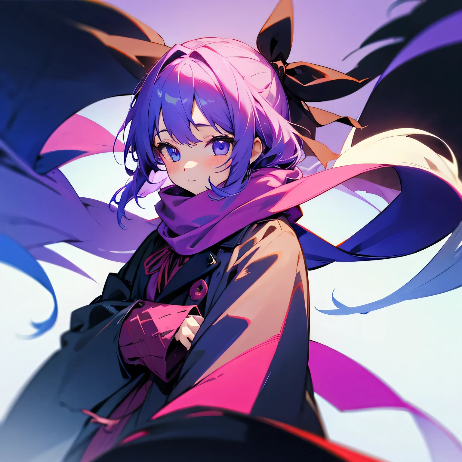 girl、ribbon、Vivid Color、coat、Scarf