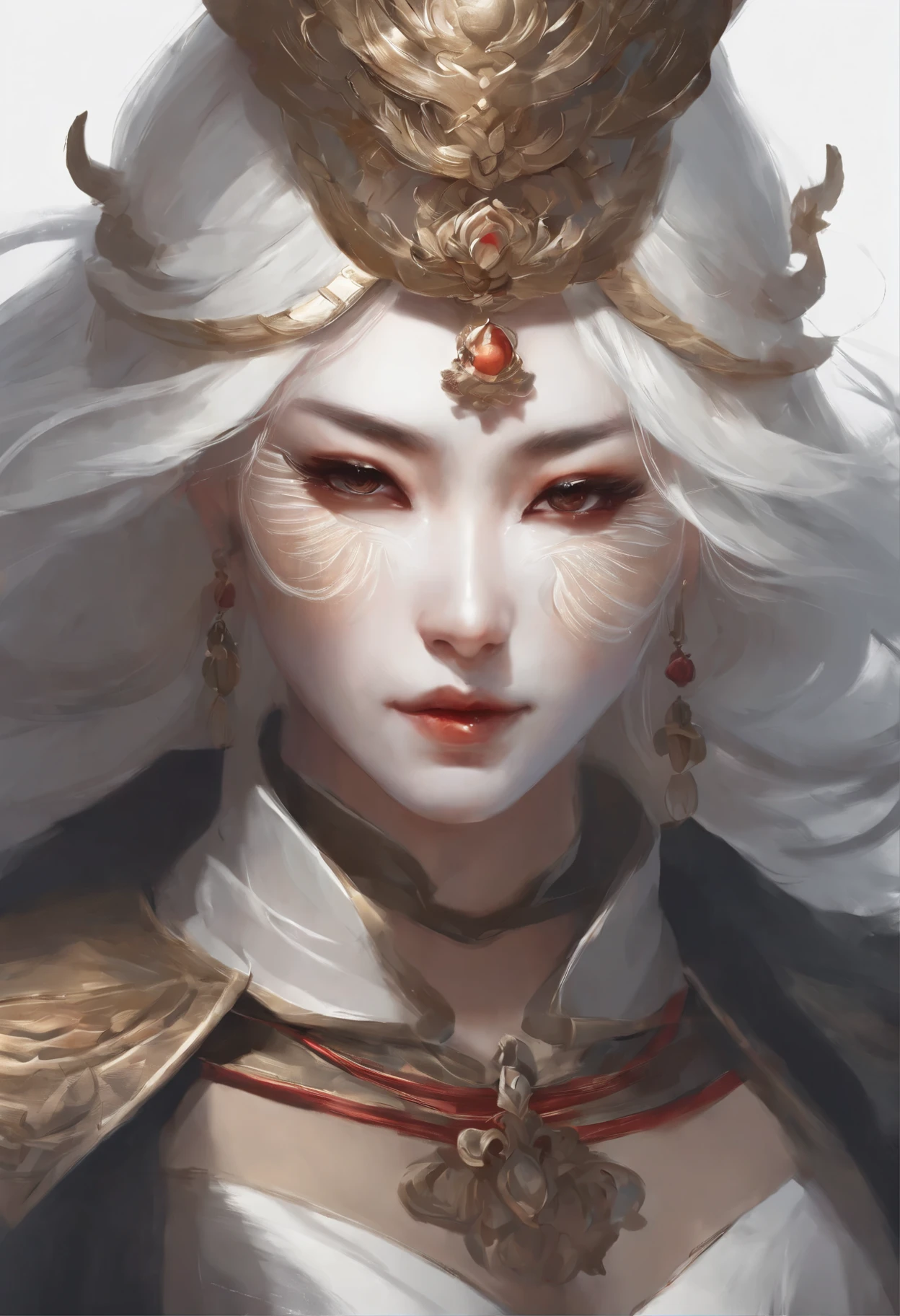 Close-up of a white-haired woman wearing a white mask, Beautiful character painting, guweiz, Artwork in the style of Guweiz, White-haired deity, author:Yang Jie, Epic and beautiful character art, Stunning character art, author:Fan Qi, by Wuzhun Shifan, guweiz on pixiv artstation