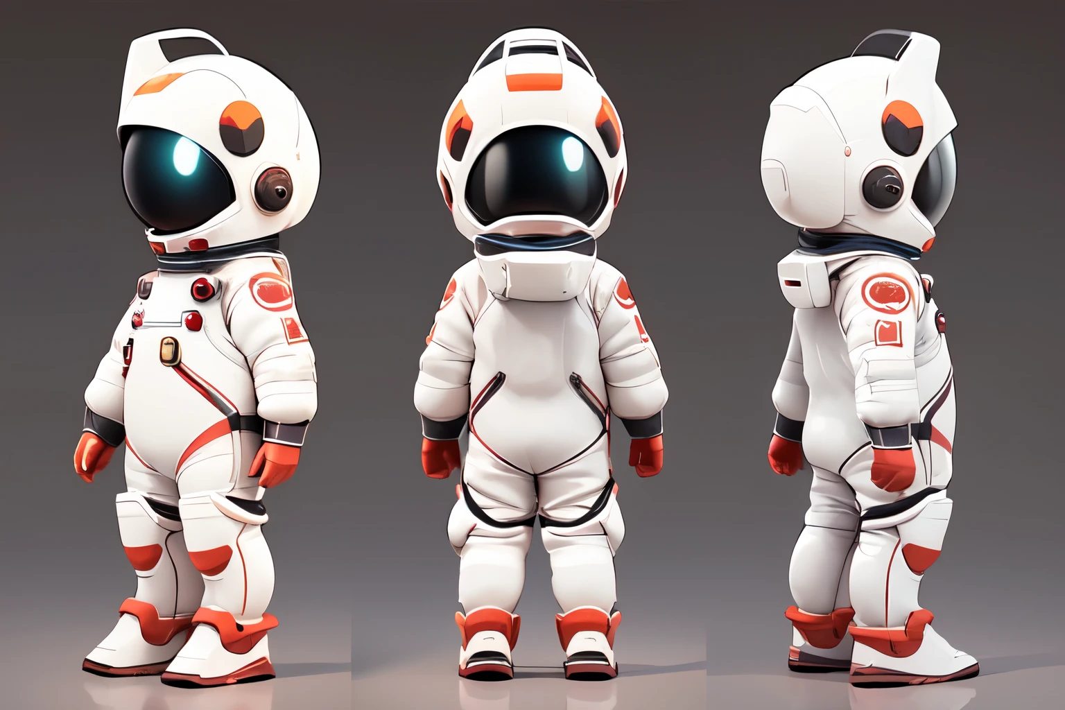 cute vector, three views, full body, 1boy,Spacesuit,mecha