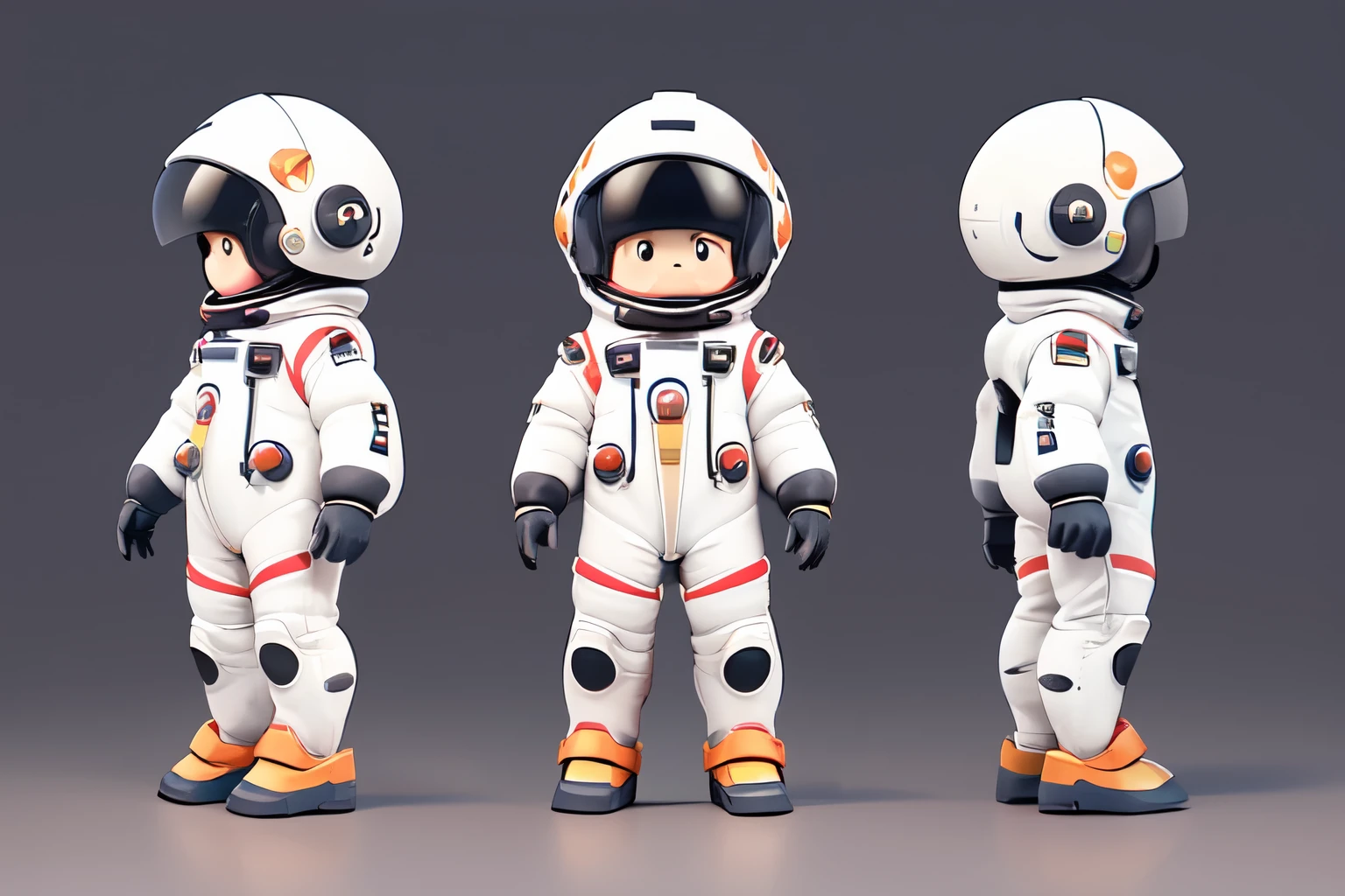 cute vector, three views, full body, 1boy,Spacesuit,mecha