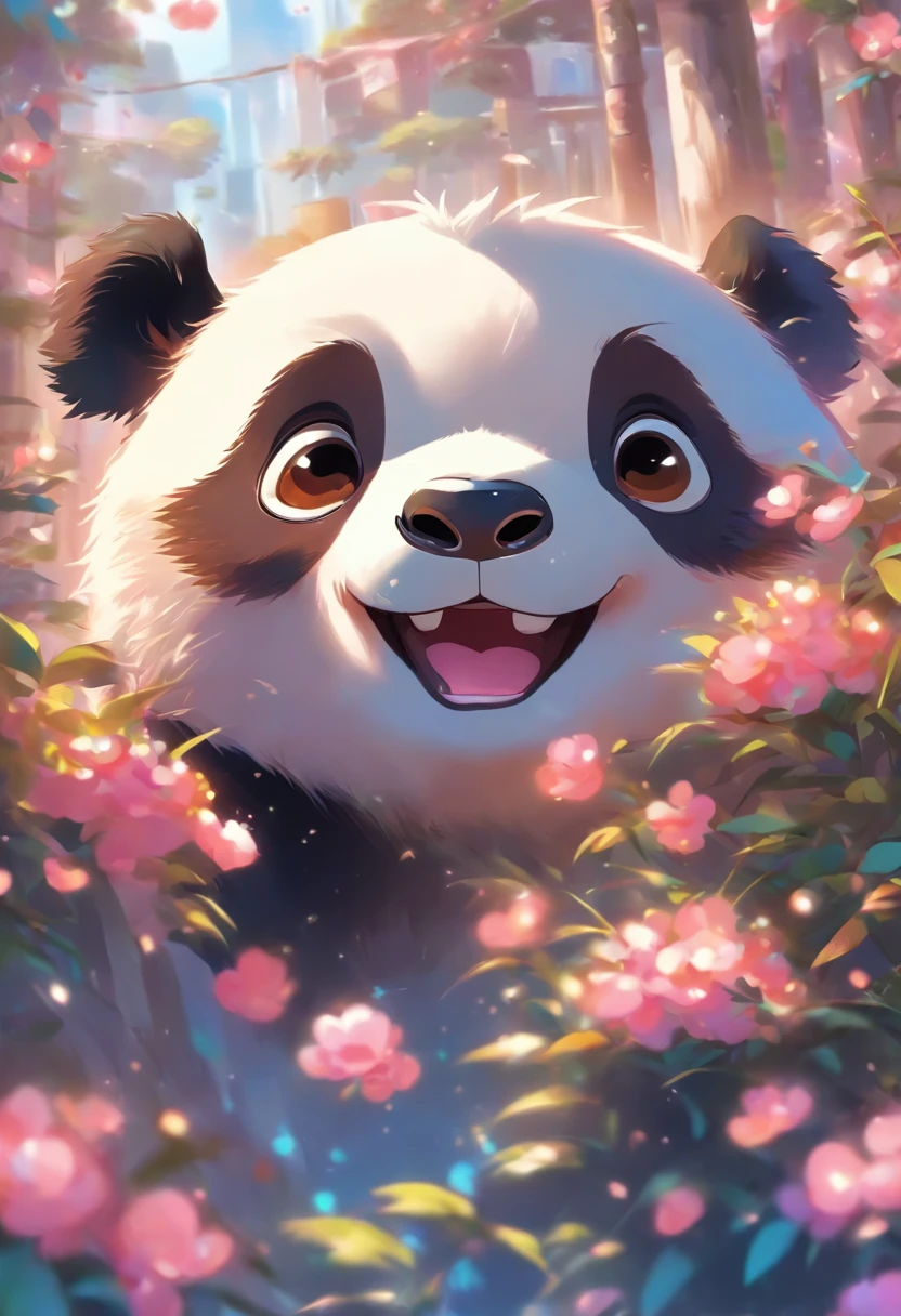 A cute panda,Has big eyes,Blush,sloth,meet,Rich in details, White background