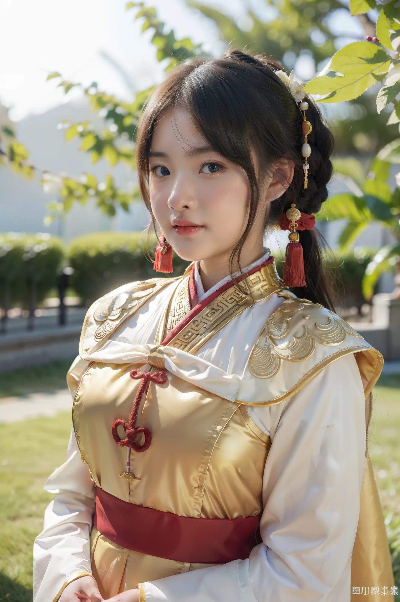 A girl, ancient Chinese costume, whole body, sunshine, clear face, clean white background, masterpiece, super detail, epic composition, ultra HD, high quality, extremely detailed, official art, uniform 8k wallpaper, super detail, 32k