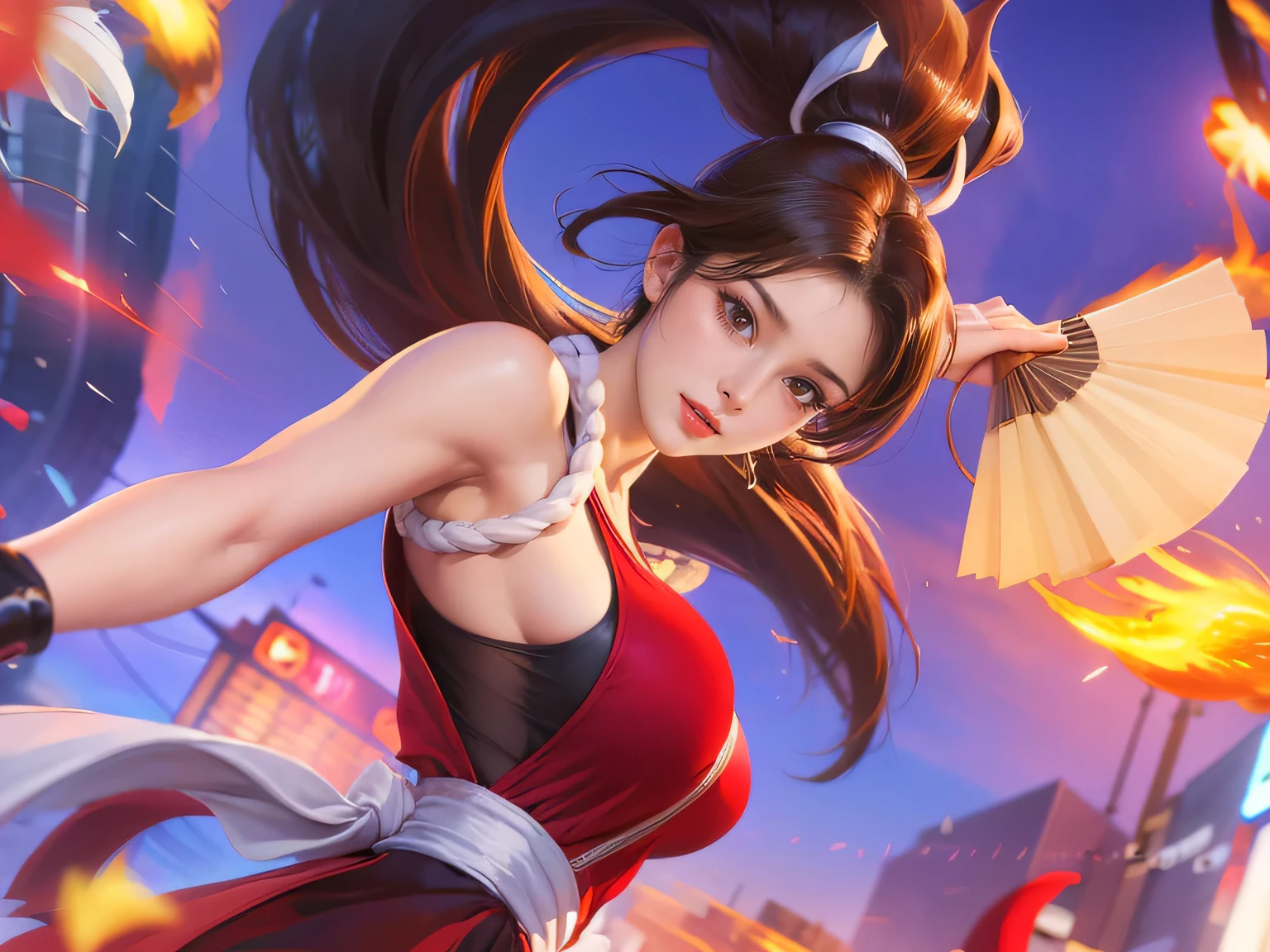 Design a ((girl)) character who is a Assasin and has a strong sense of justice. Assasin armor, stylish and unique. Taking 2 Karambit knifes. Volumetric lighting, realism BREAK (masterpiece:1.2), (best quality), 4k, ultra-detailed, (dynamic composition: 1.4), high detailed, colorful details, (gloomy colors: 1.2), (luminous lighting, atmospheric lighting), gloomy, magical, (solo:1.3), (((glove full hands))), Phoenix Warrior, ((catalog of weapon))s, (Magic wings on shoulders)