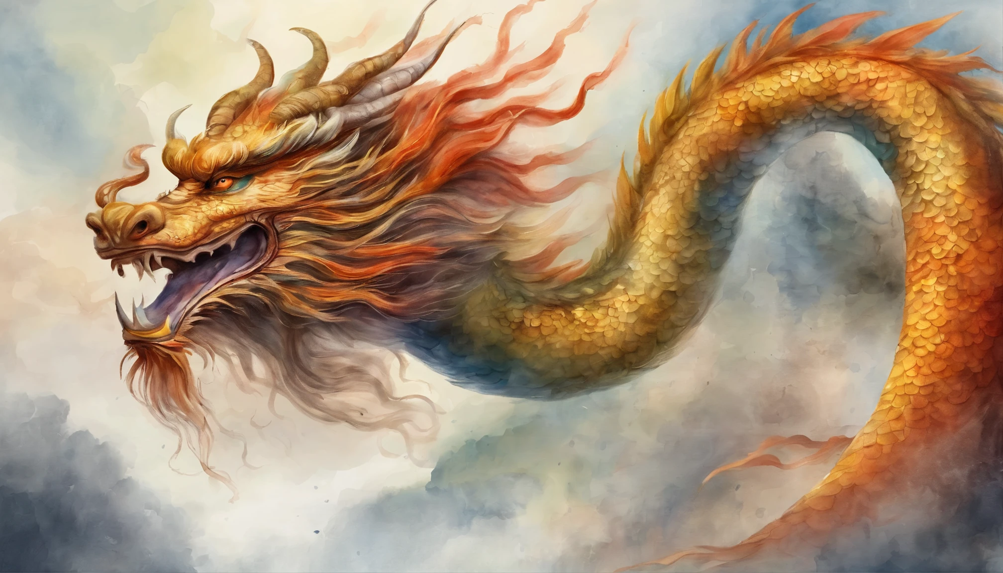 Chinese dragon flying in the sky，Ancient Tang style，Prosperity，Cinematic texture，Vision，High-definition quality