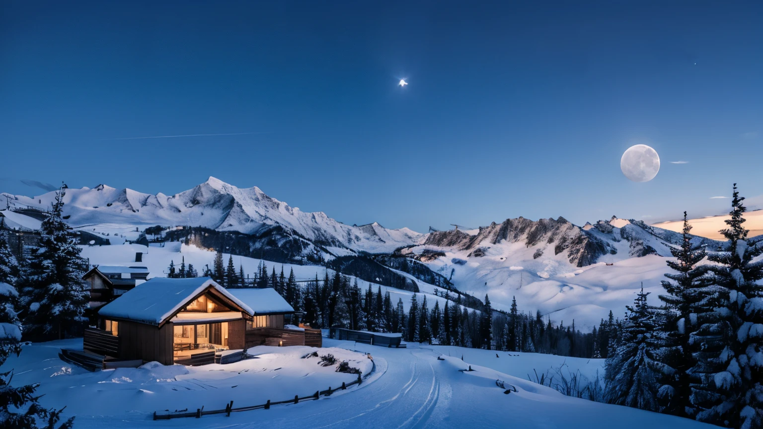 highest quality、Moon and Mountain、Beautiful night view、nature