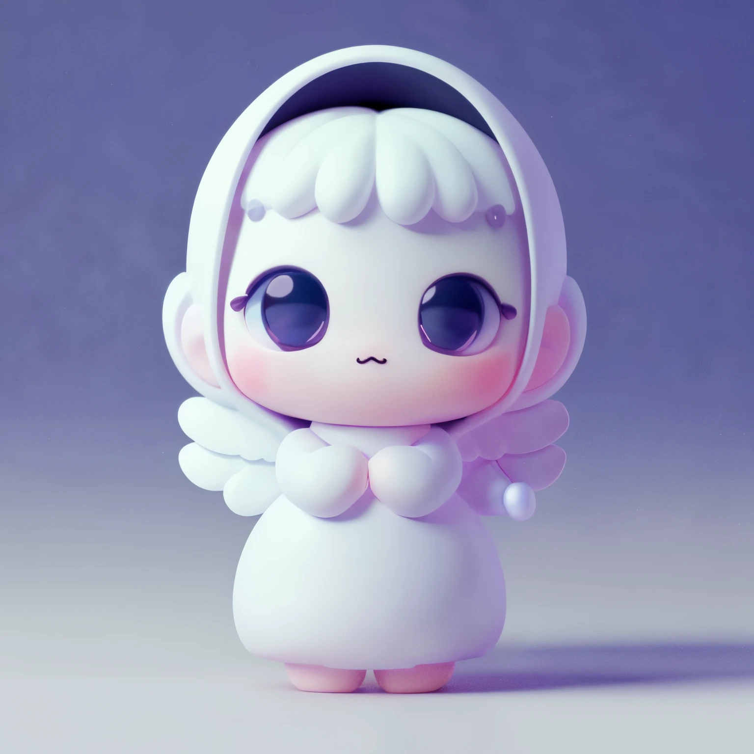 masterpiece, highest quality,(Angel:1.1),alone,cute,Blind Box, 3D Rendering,High resolution,8k, White Background,  Big eyes、Adorable