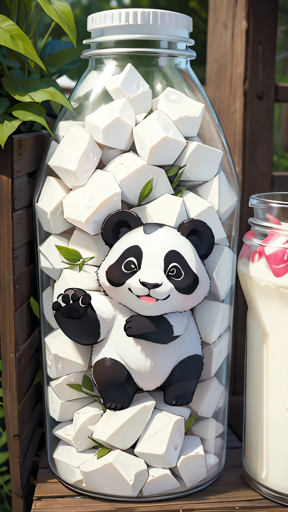 Milk bottle、Panda pattern、milk