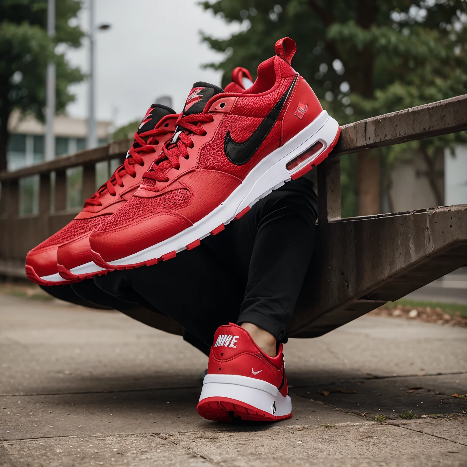 5 picture of new design of nike shoes in red, black and white