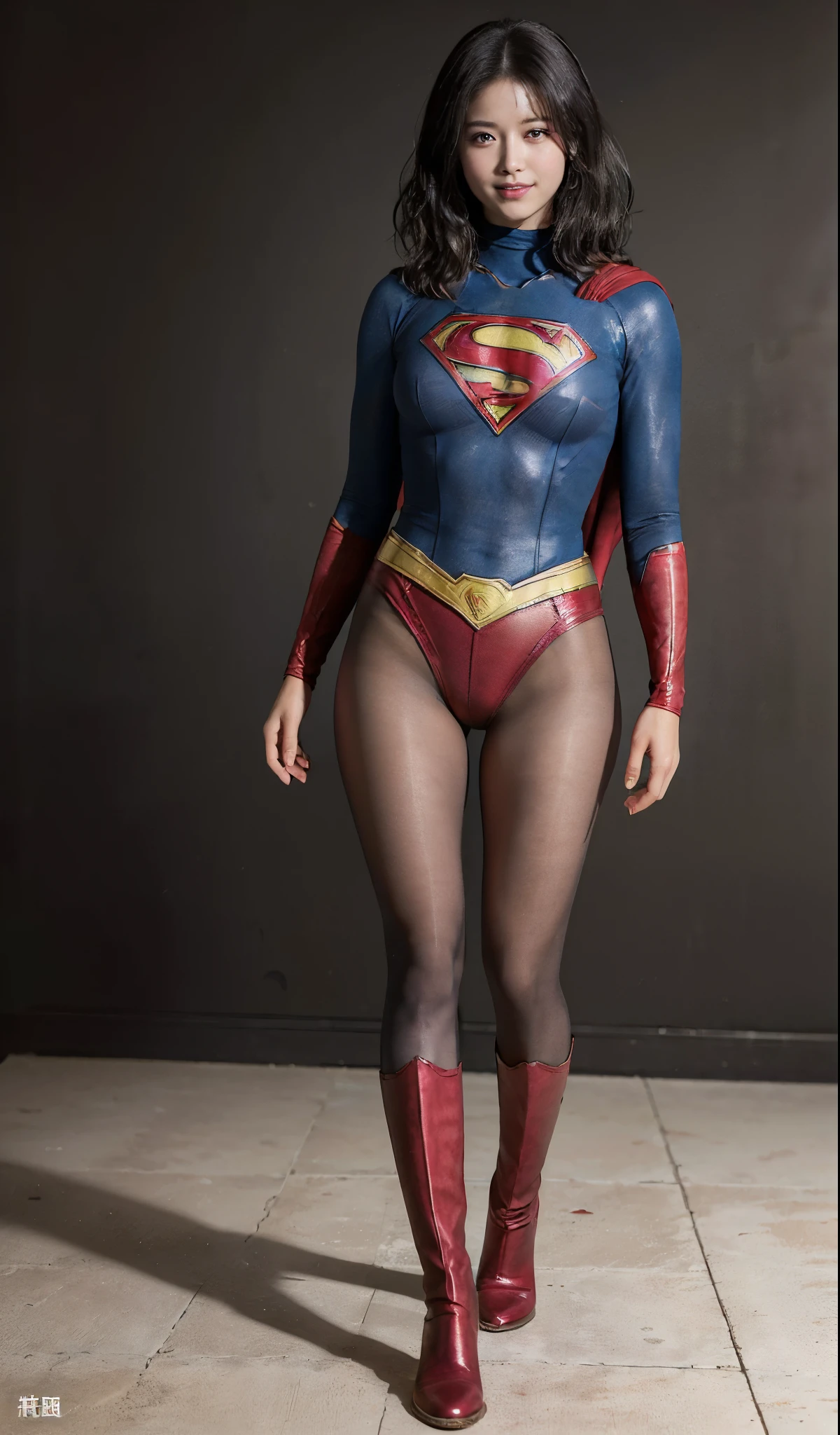 No background、(((Beautiful legs in black tights.)))、(((Legally express the beauty of your smile)))、((((Make the most of your original images)))、(((Supergirl Costume)))、(((ボディにフィットしたSupergirl Costume)))、(((Short beautiful hair)))、(((Smiles and winks)))、(((Please wear black tights....、Wear red boots)))、((Best image quality、8k))、((highest quality、8k、masterpiece:1.3))、(((Preserve background )))、Sharp focus:1.2、Beautiful woman with perfect figure:1.4、Slim Abs:1.2、Wet body:1.5、Highly detailed face and skin texture、8k