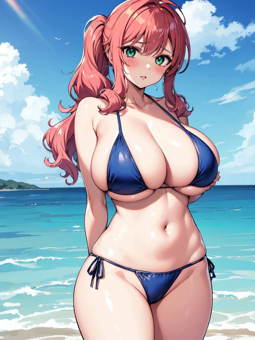 masterpiece,top-quality,feldt grace,heroine of gundam 00,1girl,solo,pink hair,ponytail,wavy hair,outside splash hair,green eyes,beauty,very huge breasts,narrow waist,bust size is 120cm over,crying,sexy,soaked,seductive anime girl, oppai, biomechanical oppai,oppai proportions,Both hands are tied behind their backs and restrained,show oppai,put both hands behind her back,too much exposure swimsuit,micro bikini,swimsuit only,too much exposure swimsuit,micro bikini,swimsuit only,bust size is 120cm over,bust size is 120cm over,too much exposure swimsuit,micro bikini,swimsuit only,Both hands are tied behind their backs and restrained,show oppai,put both hands behind her back,show oppai,put both hands behind her backvery huge breasts,very huge breasts,bust size is 120cm over,too much exposure swimsuit,micro bikini,swimsuit only,Both hands are tied behind their backs and restrained,show oppai,very huge breasts,bust size is 120cm over,too much exposure swimsuit,micro bikini,swimsuit only,Both hands are tied behind their backs and restrained,show oppai,very huge breasts,where water collects,let your hair down,let your hair down,very huge breasts,bust size is 120cm over,too much exposure swimsuit,micro bikini,swimsuit only,Both hands are tied behind their backs and restrained,show oppai,very huge breasts,bust size is 120cm over,too much exposure swimsuit,micro bikini,swimsuit only,Both hands are tied behind their backs and restrained,show oppai