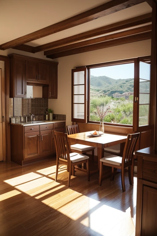Make a complete set of interior renderings,Including dining room、bedroom、study、bathroom、study、kitchen。Mediterranean style only
