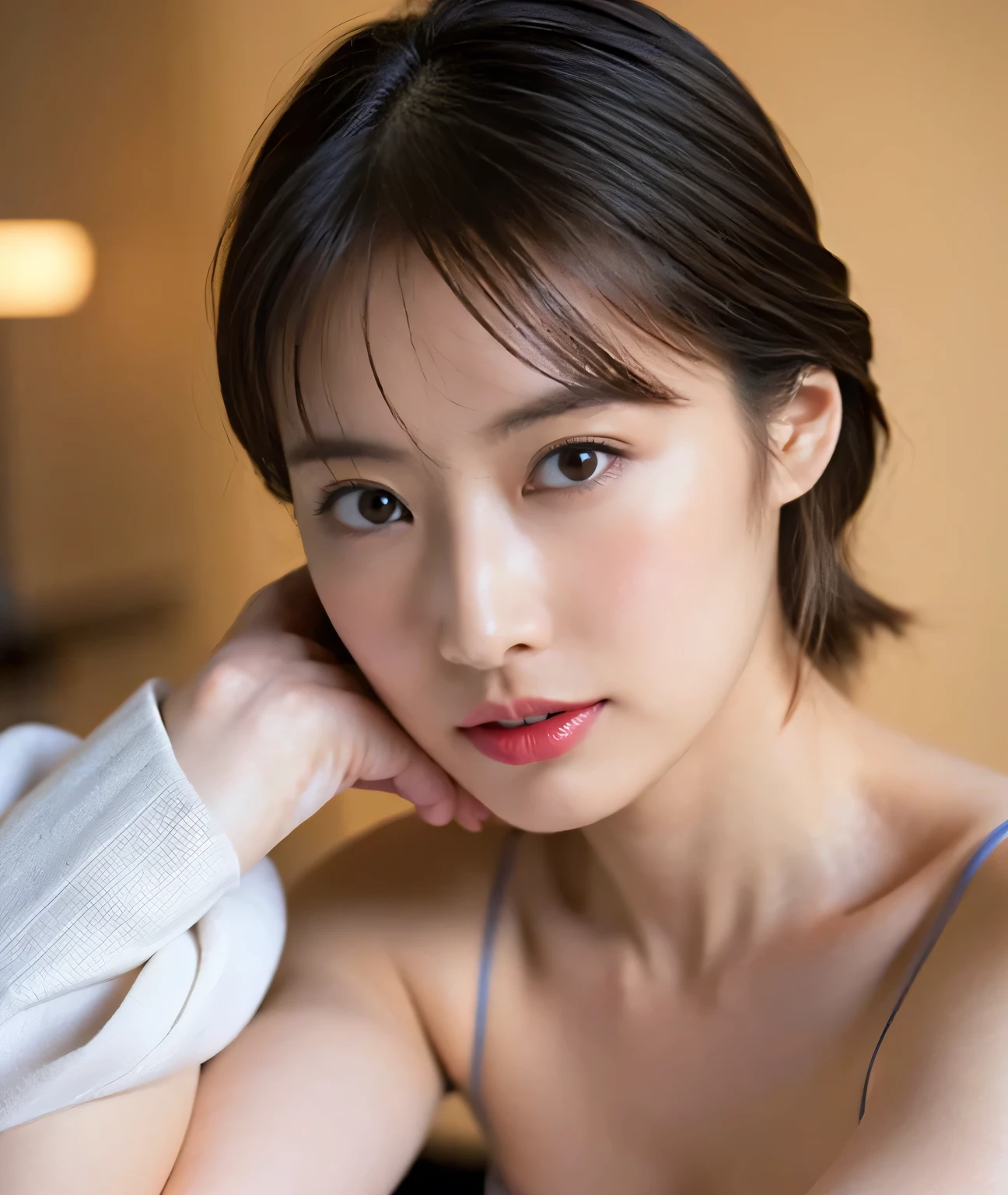 (Floral, Tight swimsuit, Satin, Look forward, Show beautiful thighs:1.5),
((I want to kiss you?, I want to cheat with you?:1.2)),
((Will you come near me and give me a kiss??, Can you have sex with me??, Can you touch my breasts??:1.4)),
((Sexy atmosphere, hold out your lips, Disheveled Hair, A sigh escapes)),
((Luxury Love Hotel, Take a bath together and shower your whole body, Complete darkness, lamp, Underwear strings come undone, Start taking off your clothes:1.4)),
((32 years old, A sexy, beautiful female announcer:1.5)),
((Earrings that match your outfit, Silver Necklace:1.2)),
((Squint your eyes)),
((purse your lips:1.2)),
((Blushing:1.2)),
((Small breasts,Flat Chest:1.2)),
Narrow shoulders, the lines of the body are thin, Thin waist, Long, slender legs,
Ultra-detailed skin, Glossy Skin, White skin, Ultra detailed face, Ultra detailed breasts,
Ultra-detailed eyes, Slit eyes, Brown eyes, double eyelid, Beautiful thin eyebrows, Thin, long eyelashes,
Ultra-detailed lips, Fuller lips, Glossy pink lips, Flushed Cheeks, White teeth,
Beautiful actress's languid make-up, Pink lipstick, Smoky eyeshadow, Eye foundation,
Dark Brown Hair, Delicate and soft hair, Hair blowing in the wind,
(Elegantly putting your hair up, short hair, ponytail:1.2),