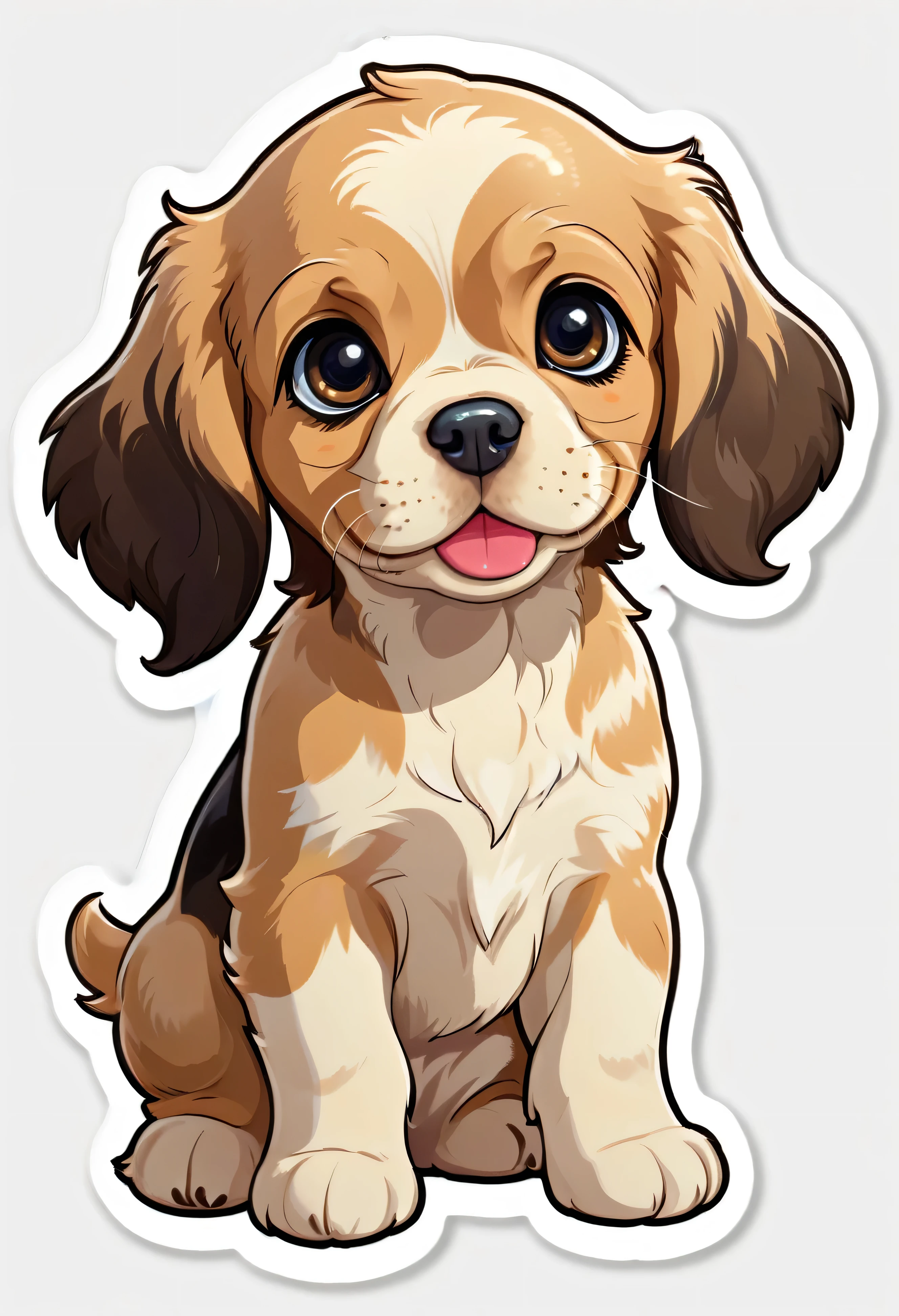 1 sticker, puppy, Cocker Spaniel, Round eyes, Cute eyes, Cute gestures, Cute expression, Simple Background