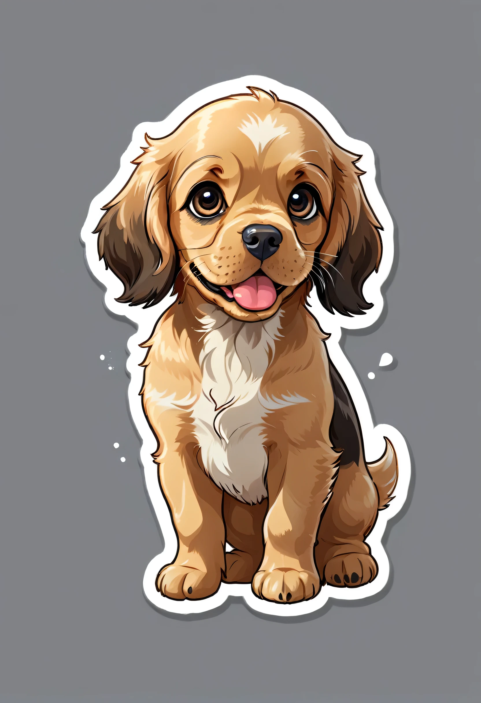 1 sticker, puppy, Cocker Spaniel, Round eyes, Cute eyes, Cute gestures, Cute expression, Simple Background
