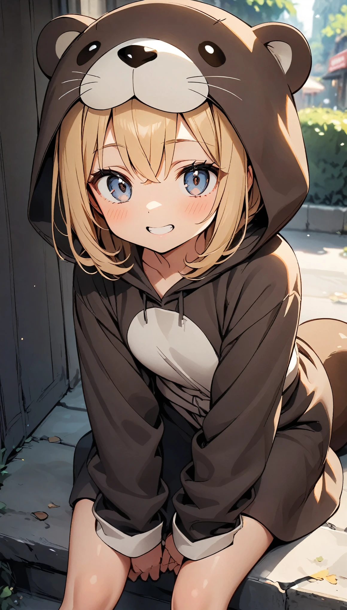 Girl wearing an otter costume