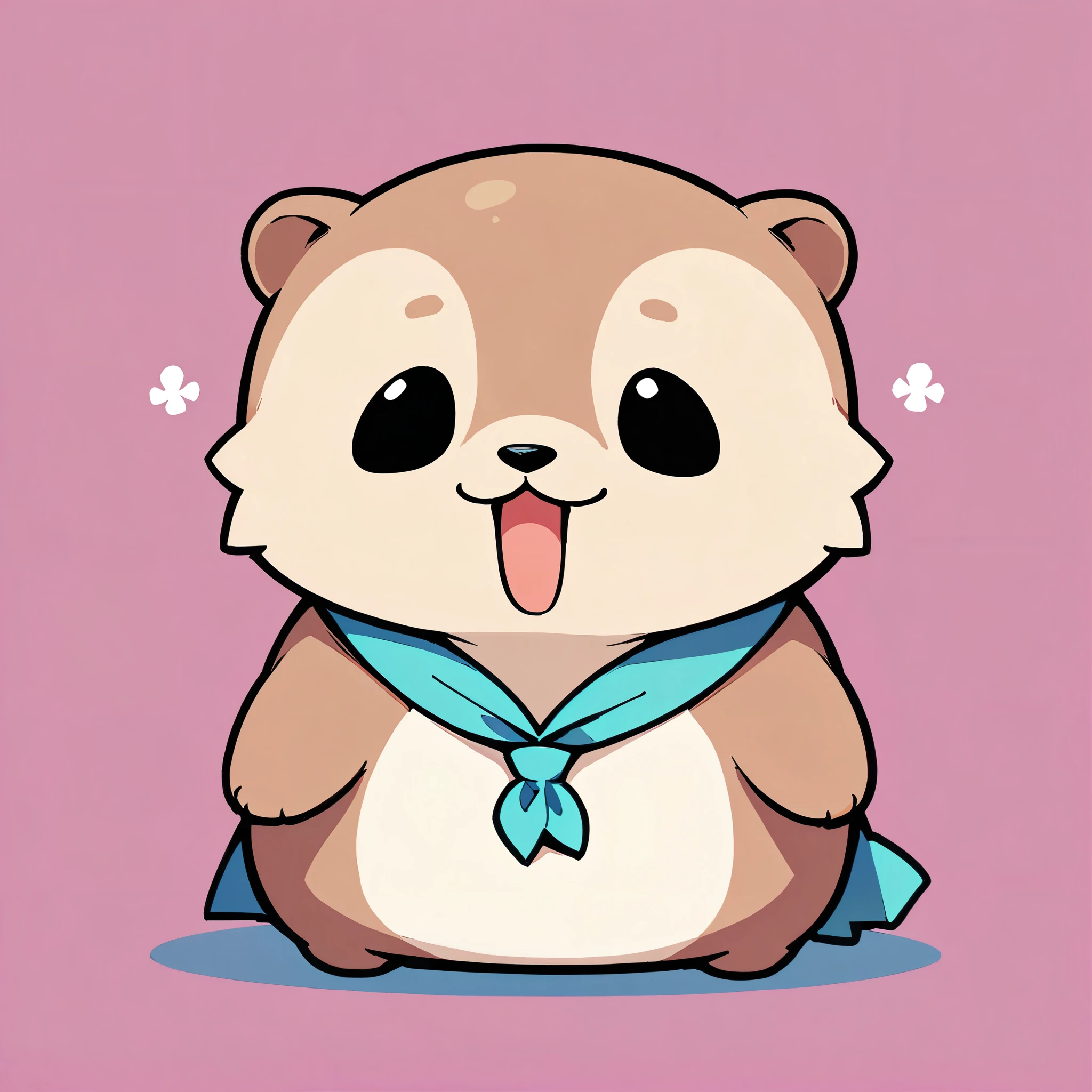 可愛いOtter1匹, Otter, Deformed characters, コツメOtter, Solid color background