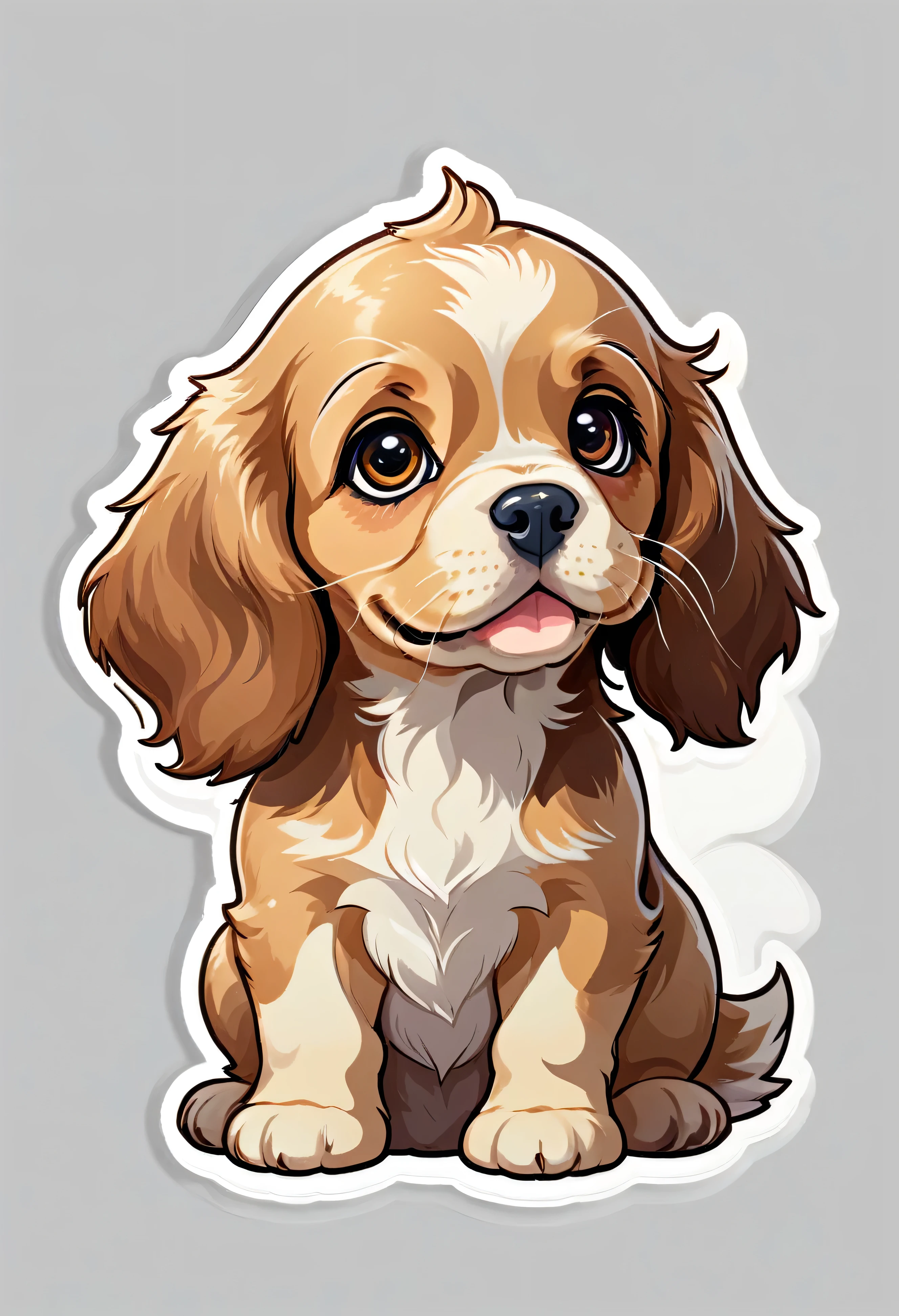 1 sticker, puppy, Cocker Spaniel, Round eyes, Cute eyes, Cute gestures, Cute expression, Simple Background
