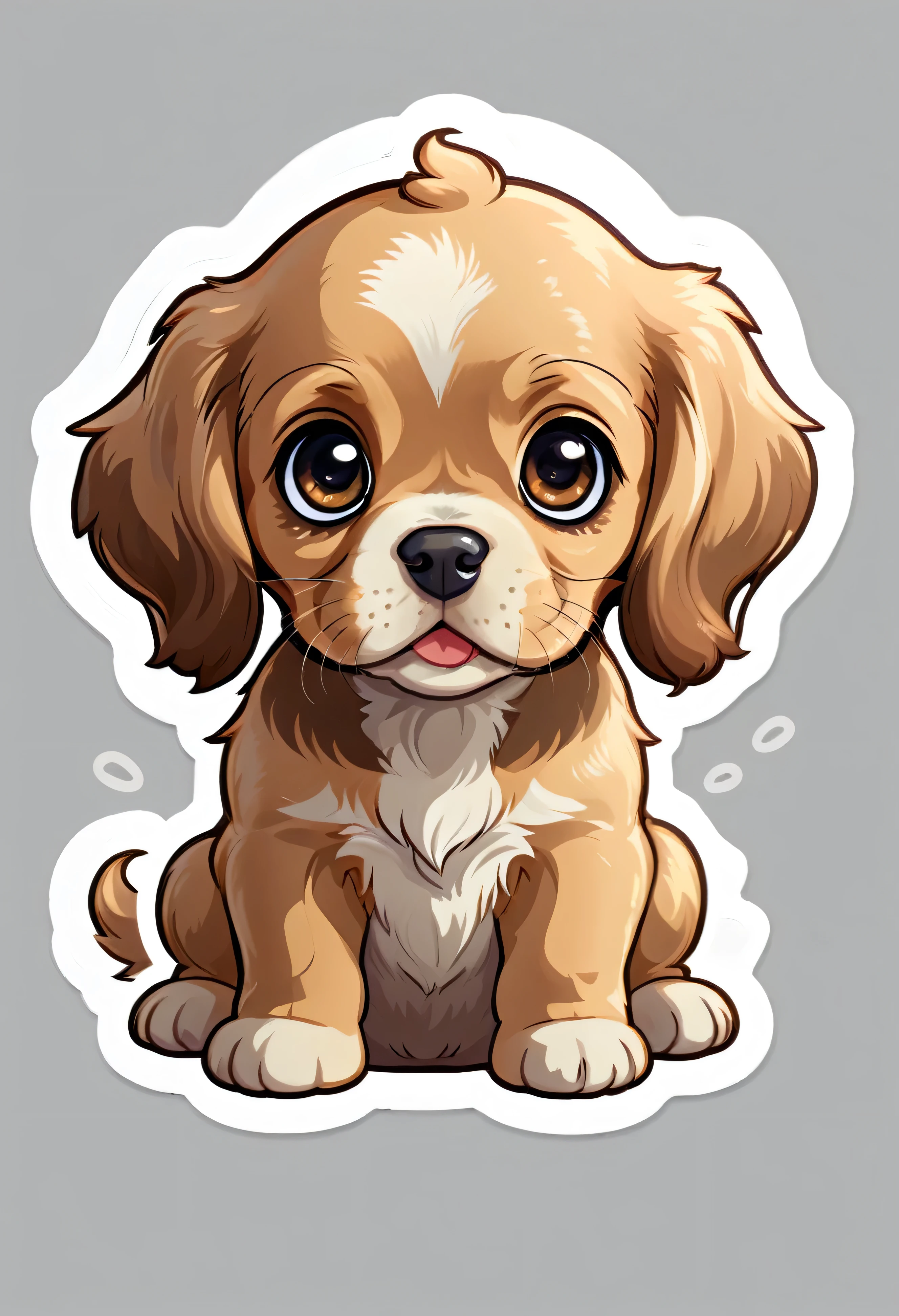 1 sticker, puppy, Cocker Spaniel, Round eyes, Cute eyes, Cute gestures, Cute expression, Simple Background