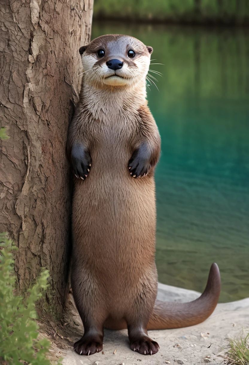 ((masterpiece, highest quality, Highest image quality, High resolution, photorealistic, Raw photo, 8K)), ((Extremely detailed CG unified 8k wallpaper)), An Otter, Cute and standing,