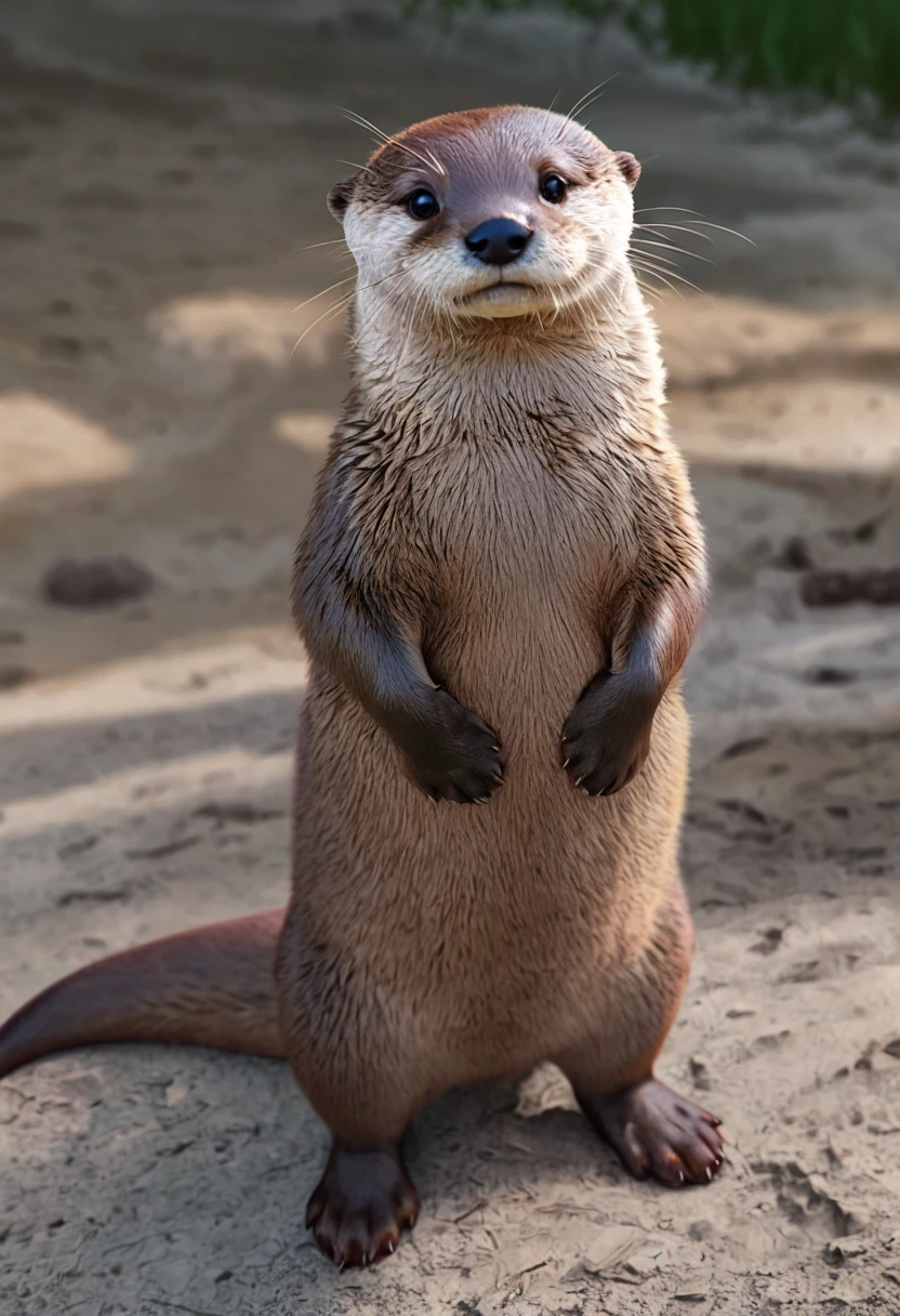 ((masterpiece, highest quality, Highest image quality, High resolution, photorealistic, Raw photo, 8K)), ((Extremely detailed CG unified 8k wallpaper)), An Otter, Cute and standing,