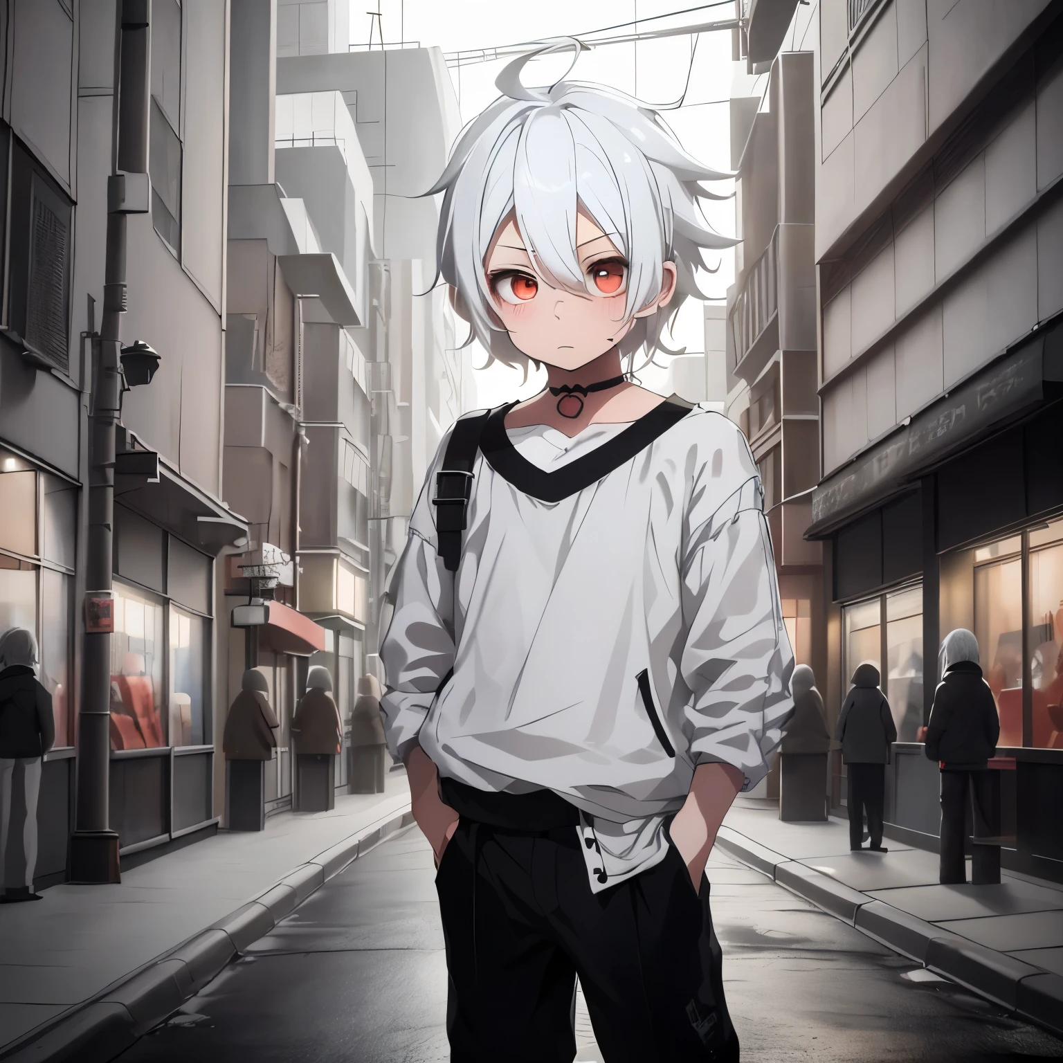 chibi cute boy, white hair fashion, street fashion oversized, below PDpro, dark background, full body, 3D, nice and cute, ultra realistic, UHD quality image, v5, boy