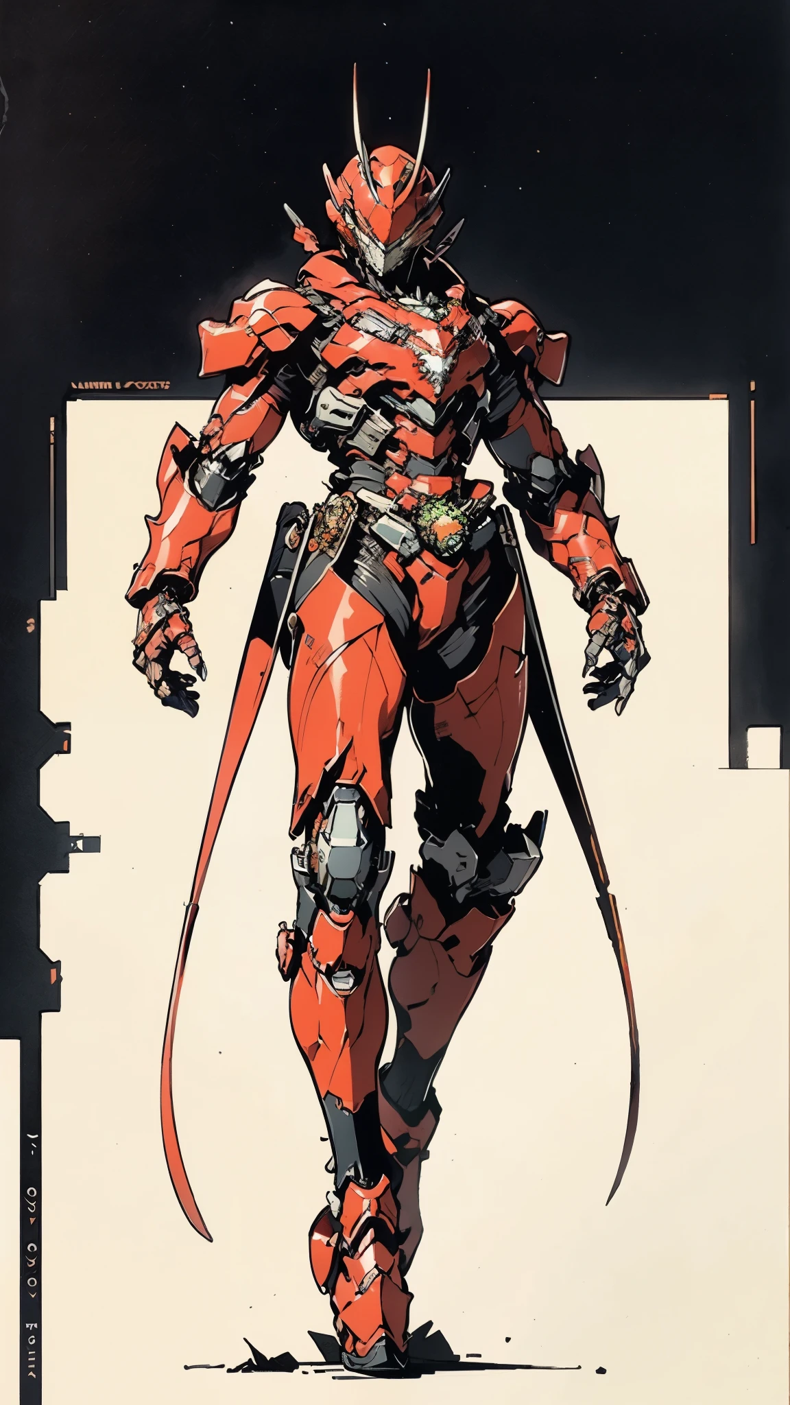 A man wearing a full-face helmet, a fantasy-style biotech armored combat suit, green eyes, (a composite layered chest armor), fully enclosed shoulder guards, matching arm and leg guards, the belt is adorned with fangs biting into orbs, (the color scheme is primarily black with red accents), the design balances heavy with agility, a high-tech bio-mecha armor, (Bat concept Armor, stand on the top of a skyscraper in a futuristic sci-fi city), this character embodies a finely crafted fantasy-surreal style armored hero in anime style, exquisite and mature manga art style, (element, plasma, energy, the armor glows), ((male:1.5)), metallic, real texture material, dramatic, high definition, best quality, highres, ultra-detailed, ultra-fine painting, extremely delicate, professional, perfect body proportions, golden ratio, anatomically correct, symmetrical face, extremely detailed eyes and face, high quality eyes, creativity, RAW photo, UHD, 32k, Natural light, cinematic lighting, masterpiece-anatomy-perfect, masterpiece:1.5